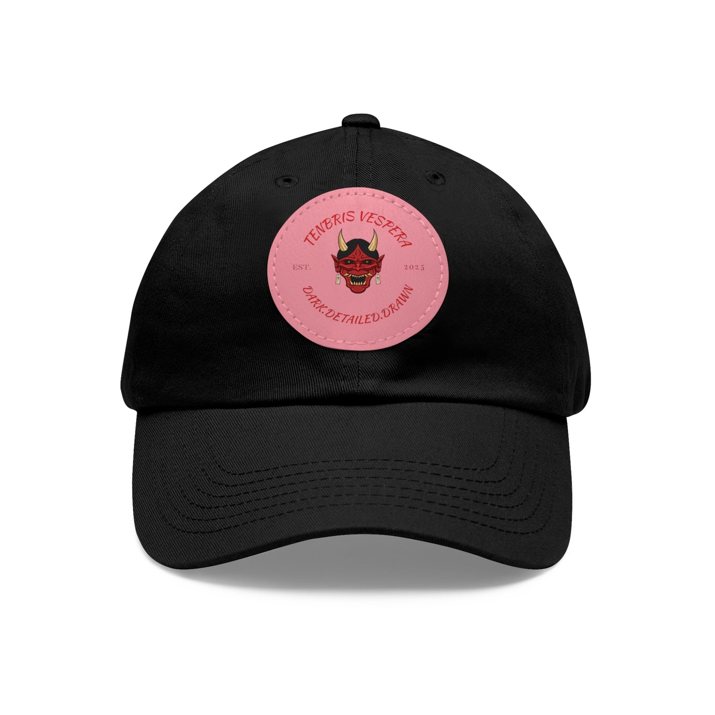 Red Oni Leather Patch Dad Hat