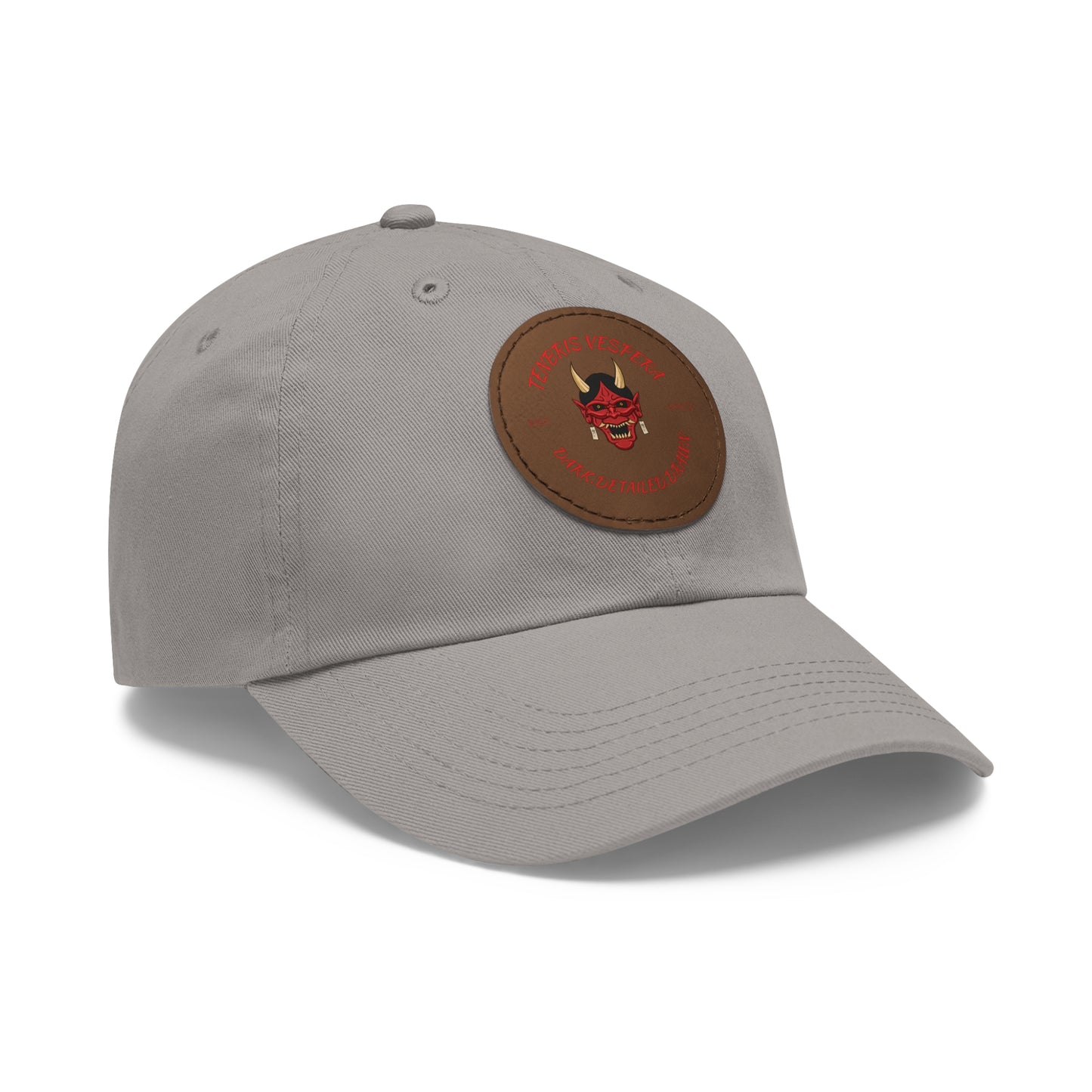 Red Oni Leather Patch Dad Hat