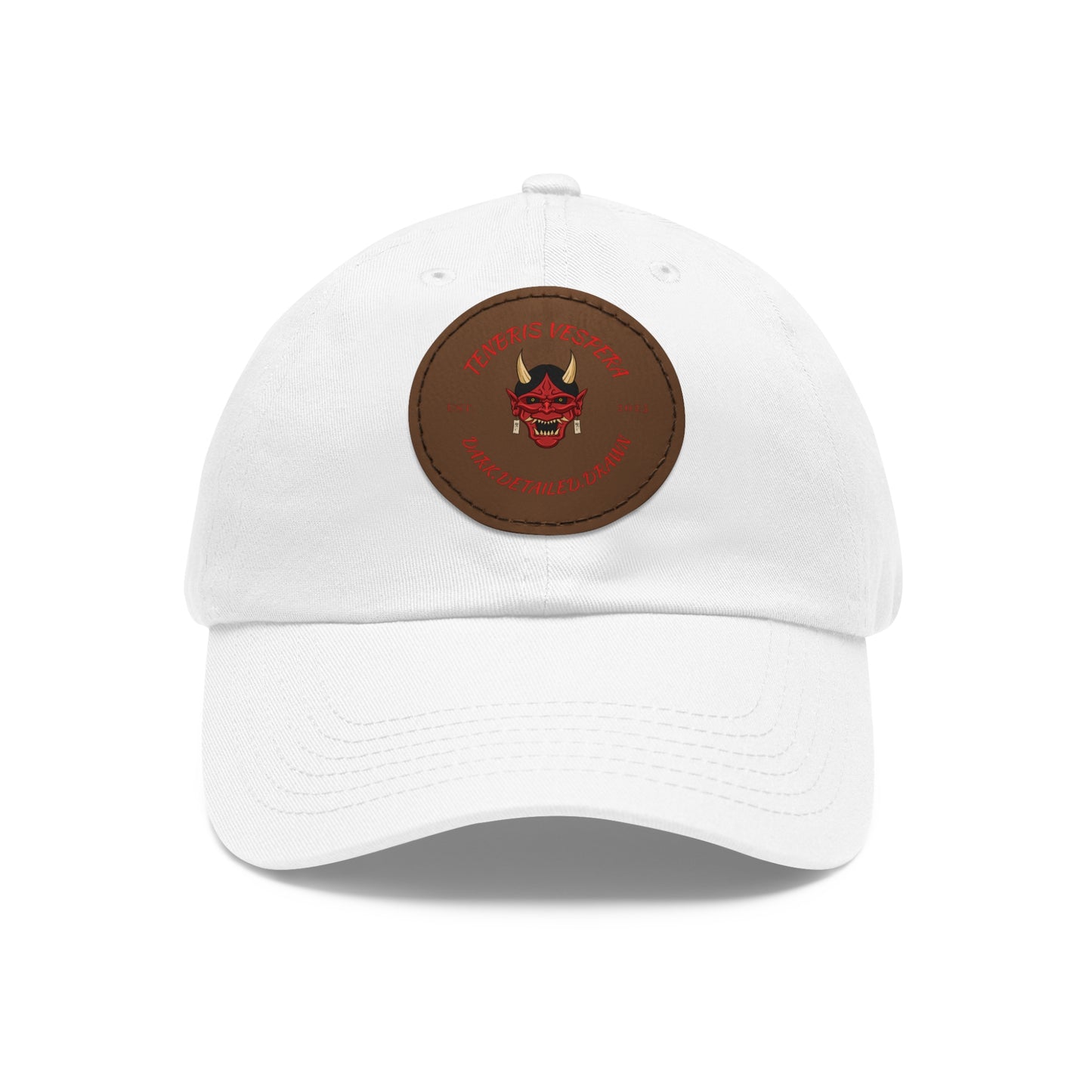 Red Oni Leather Patch Dad Hat