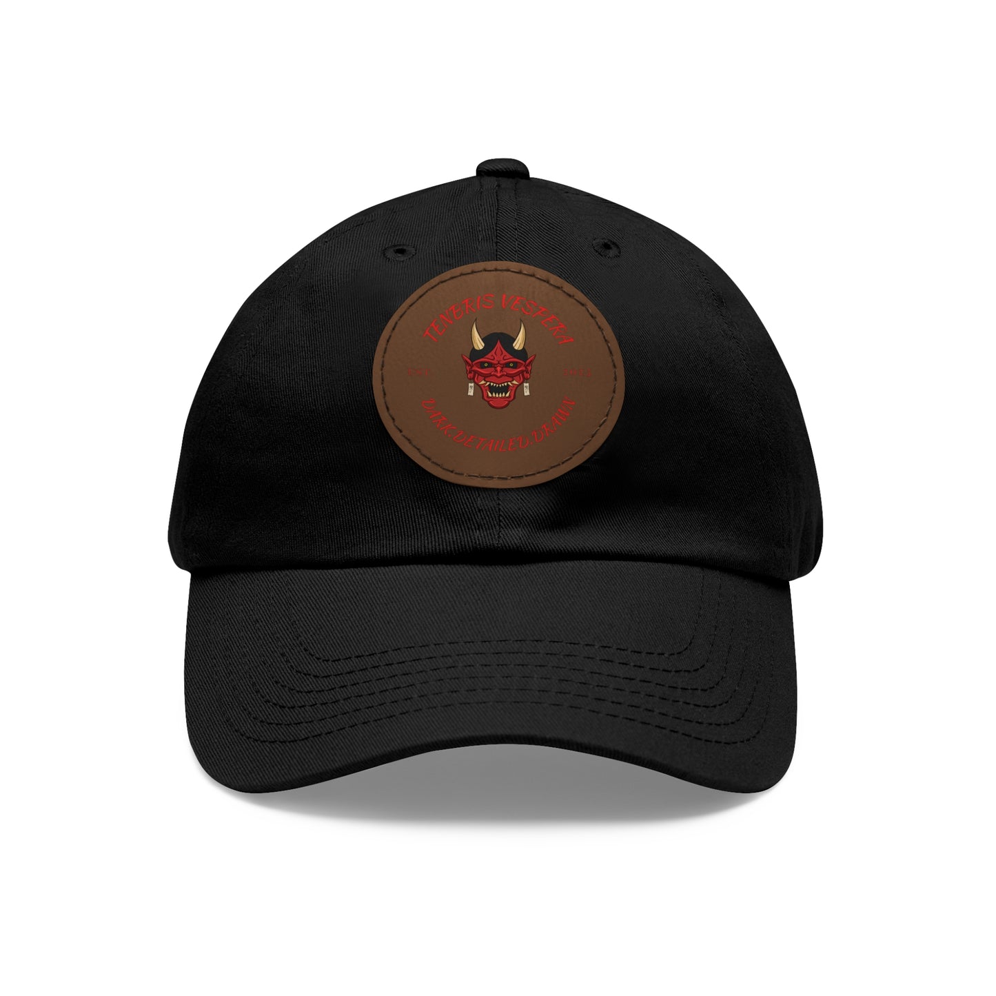 Red Oni Leather Patch Dad Hat