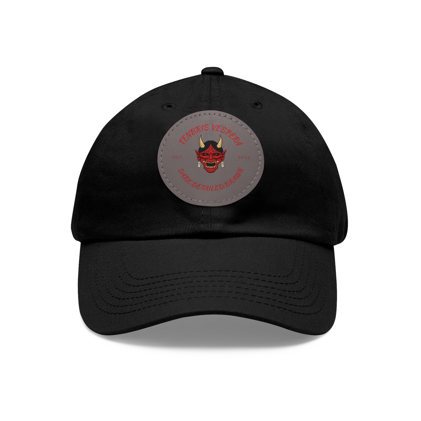 Red Oni Leather Patch Dad Hat