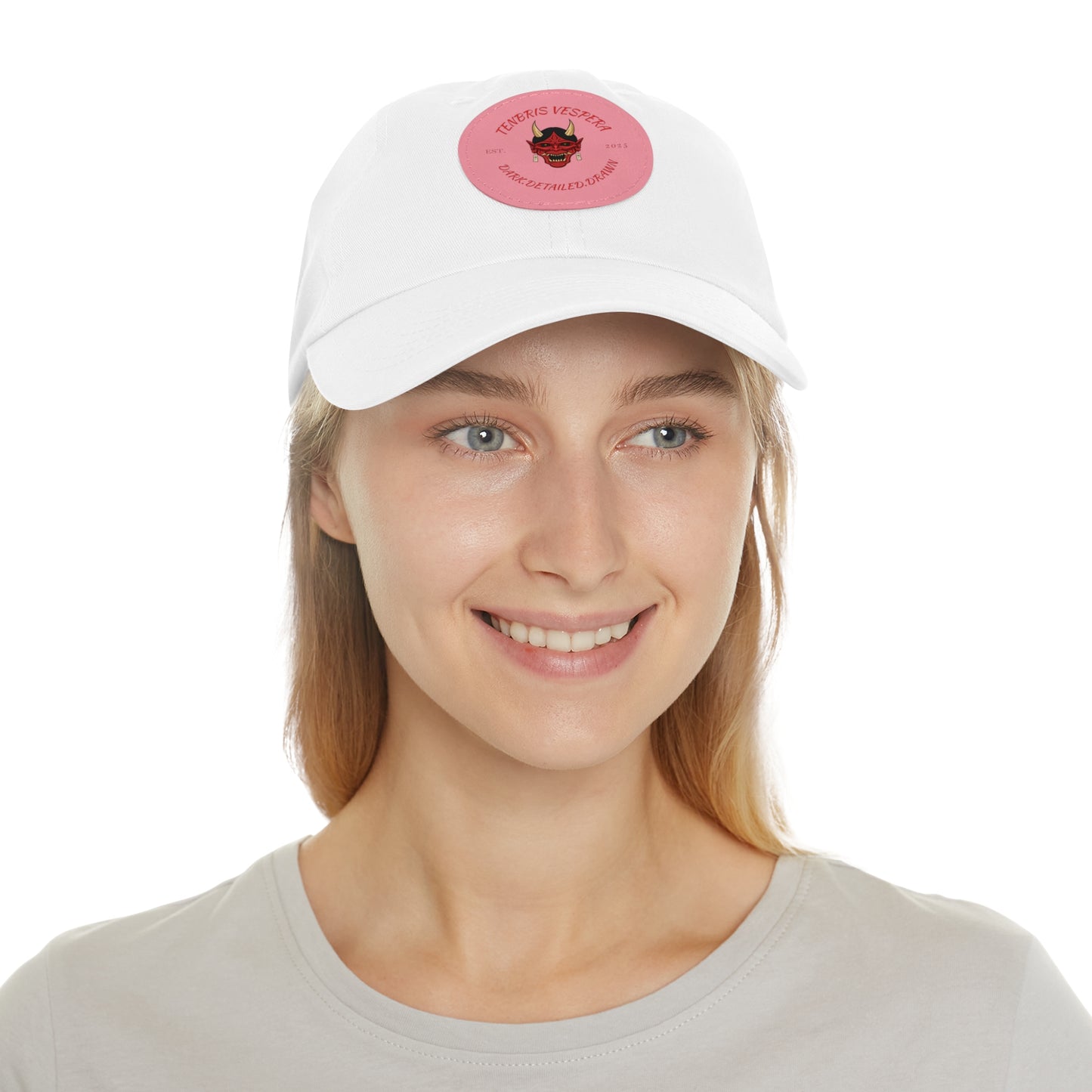 Red Oni Leather Patch Dad Hat