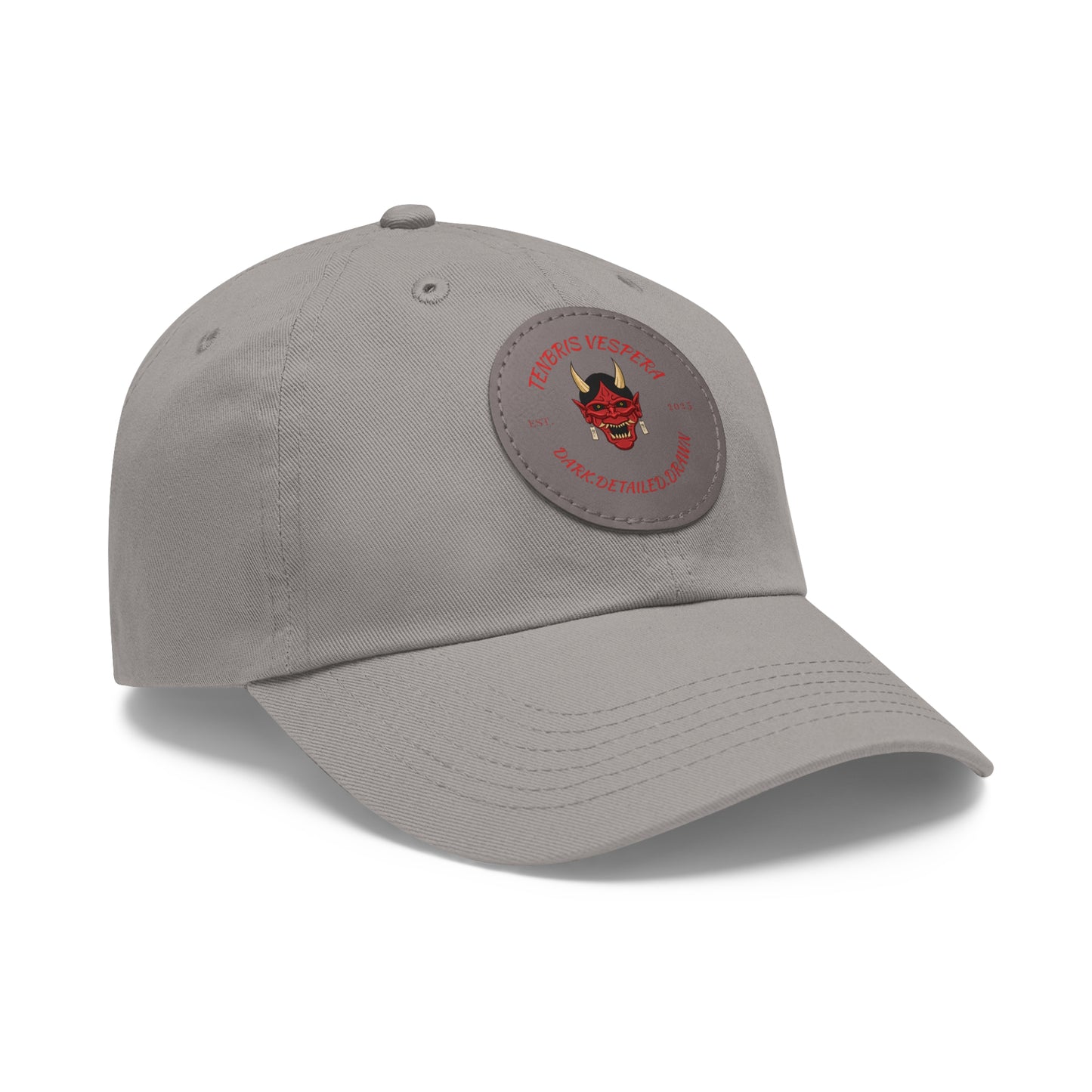 Red Oni Leather Patch Dad Hat