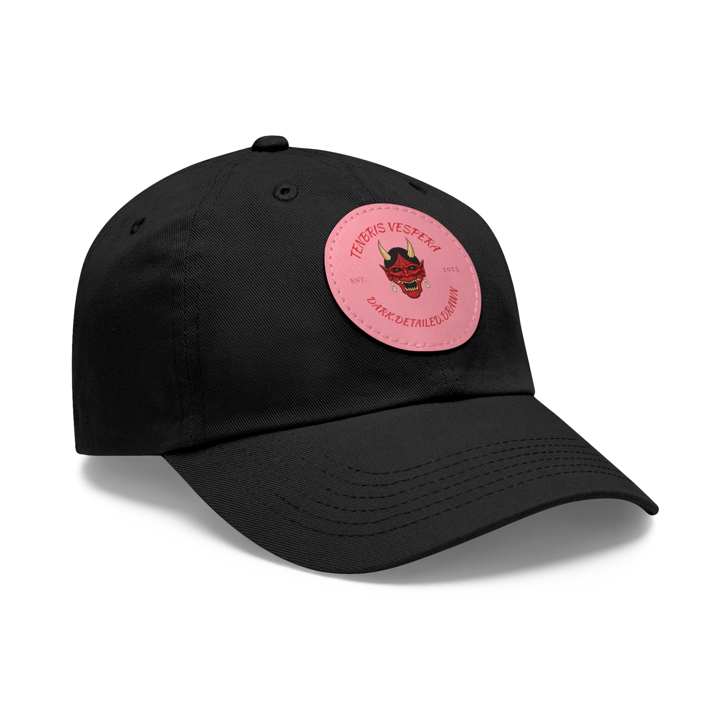 Red Oni Leather Patch Dad Hat