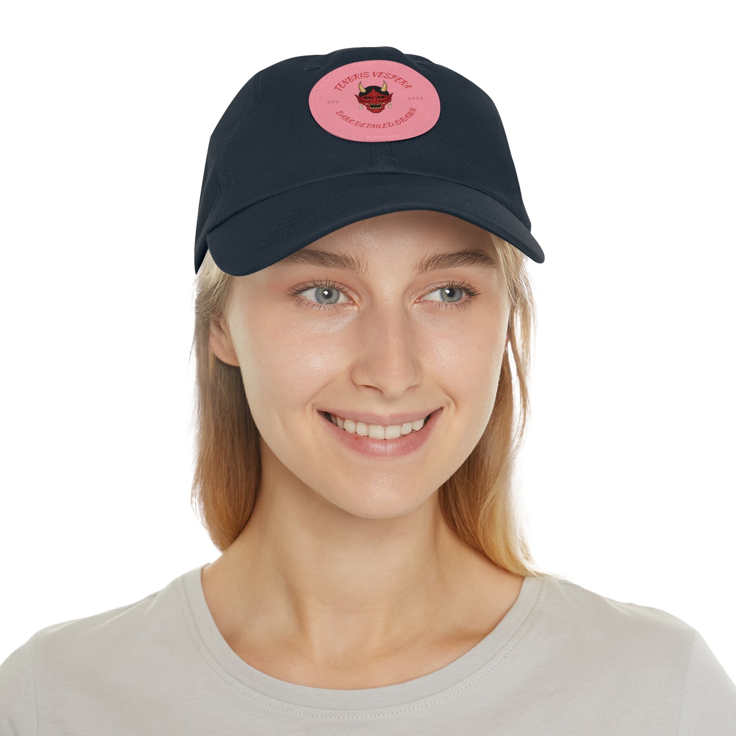 Red Oni Leather Patch Dad Hat