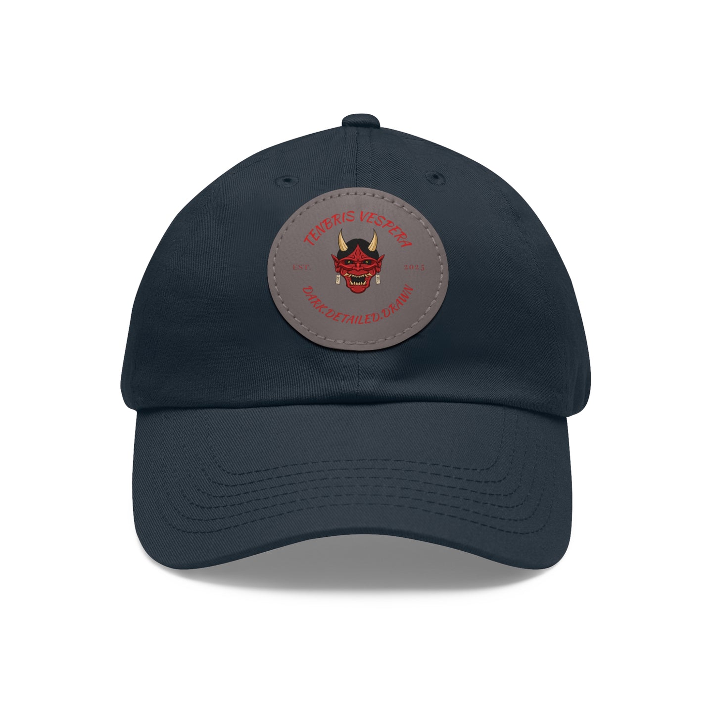 Red Oni Leather Patch Dad Hat