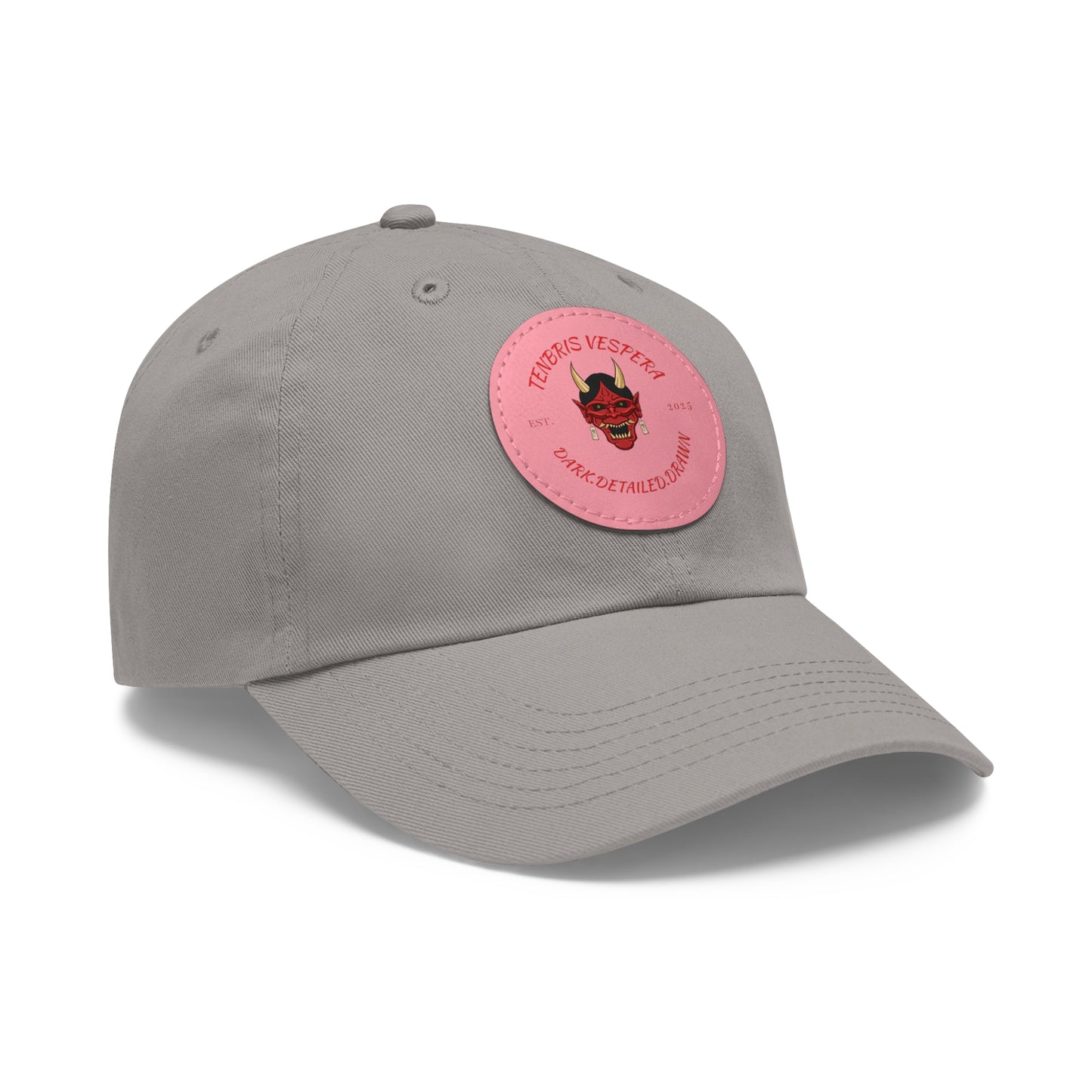 Red Oni Leather Patch Dad Hat