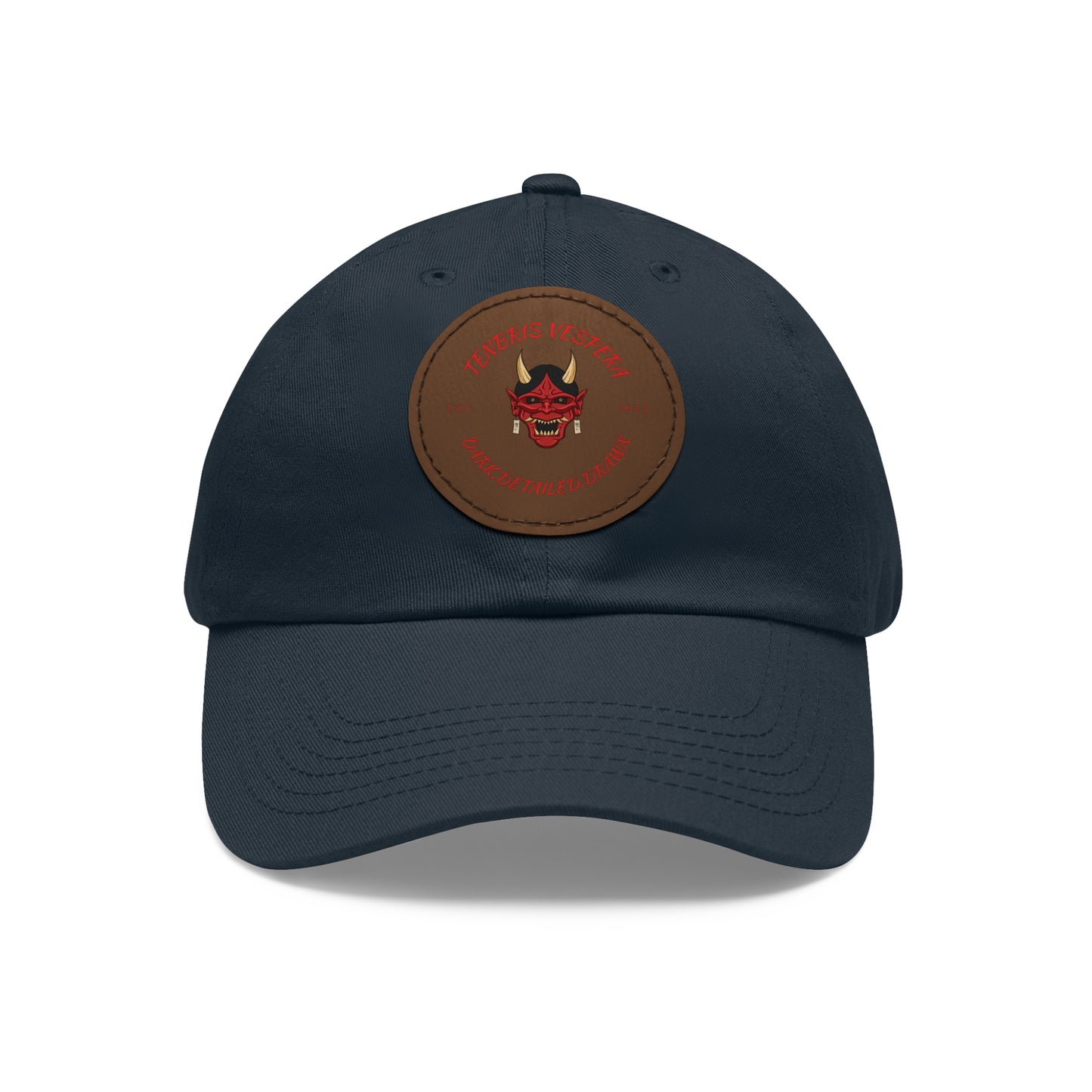 Red Oni Leather Patch Dad Hat