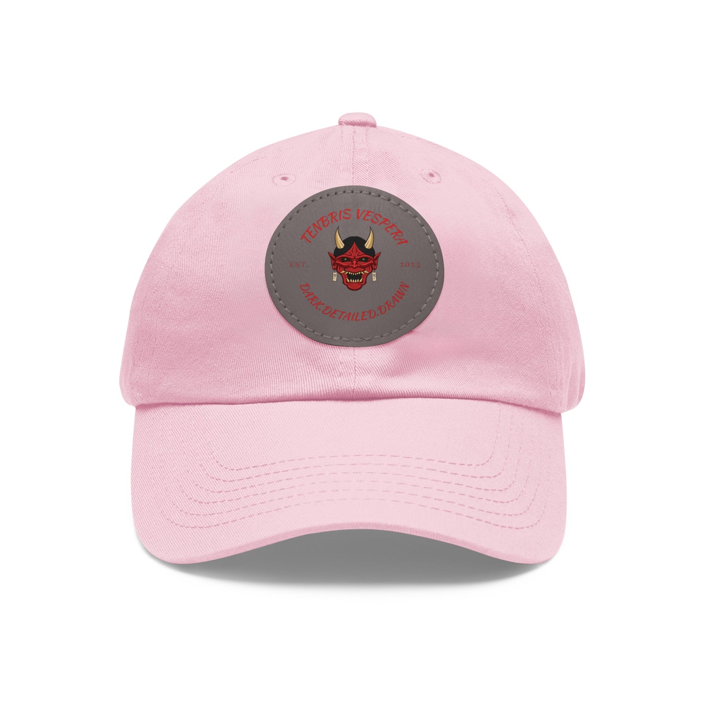 Red Oni Leather Patch Dad Hat