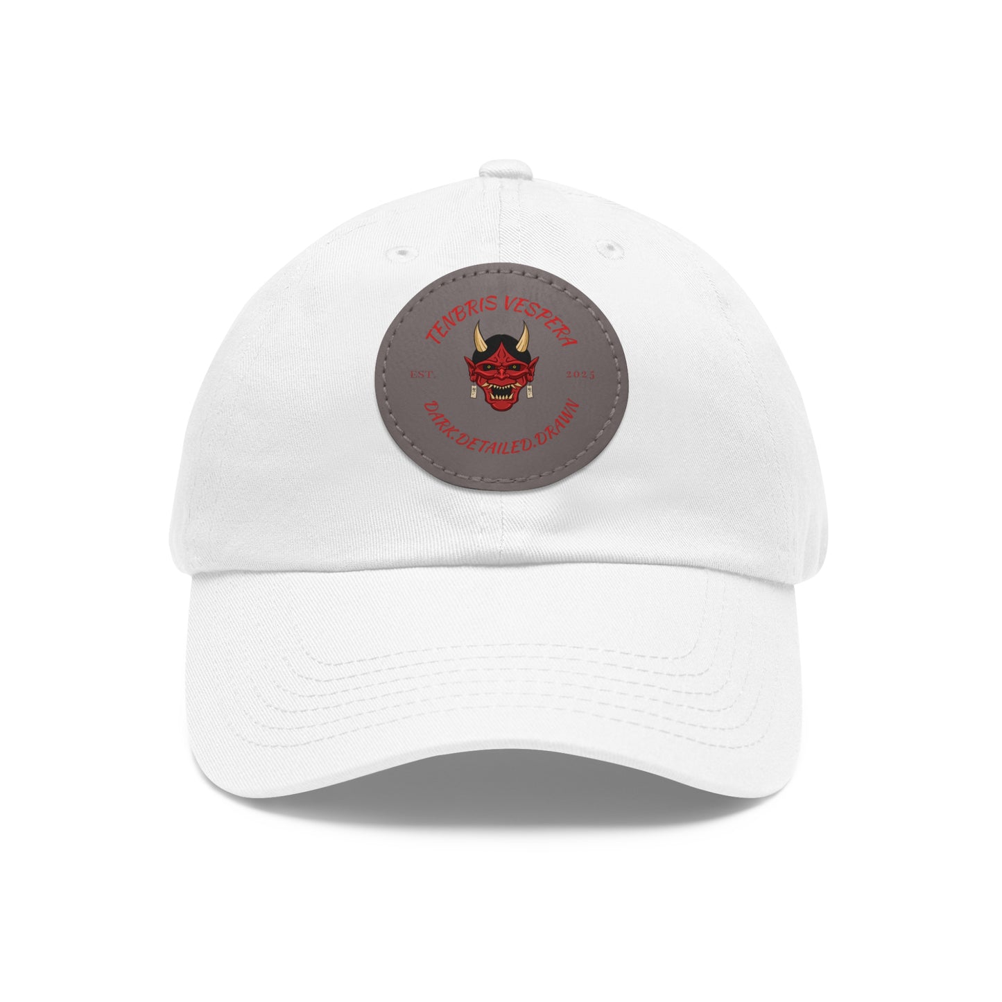 Red Oni Leather Patch Dad Hat