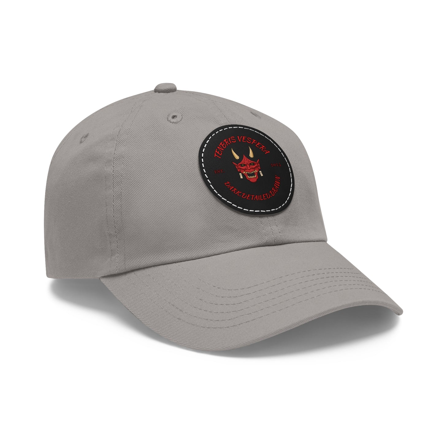 Red Oni Leather Patch Dad Hat