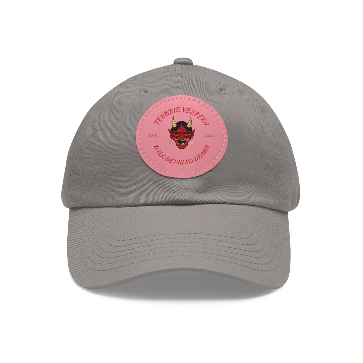 Red Oni Leather Patch Dad Hat