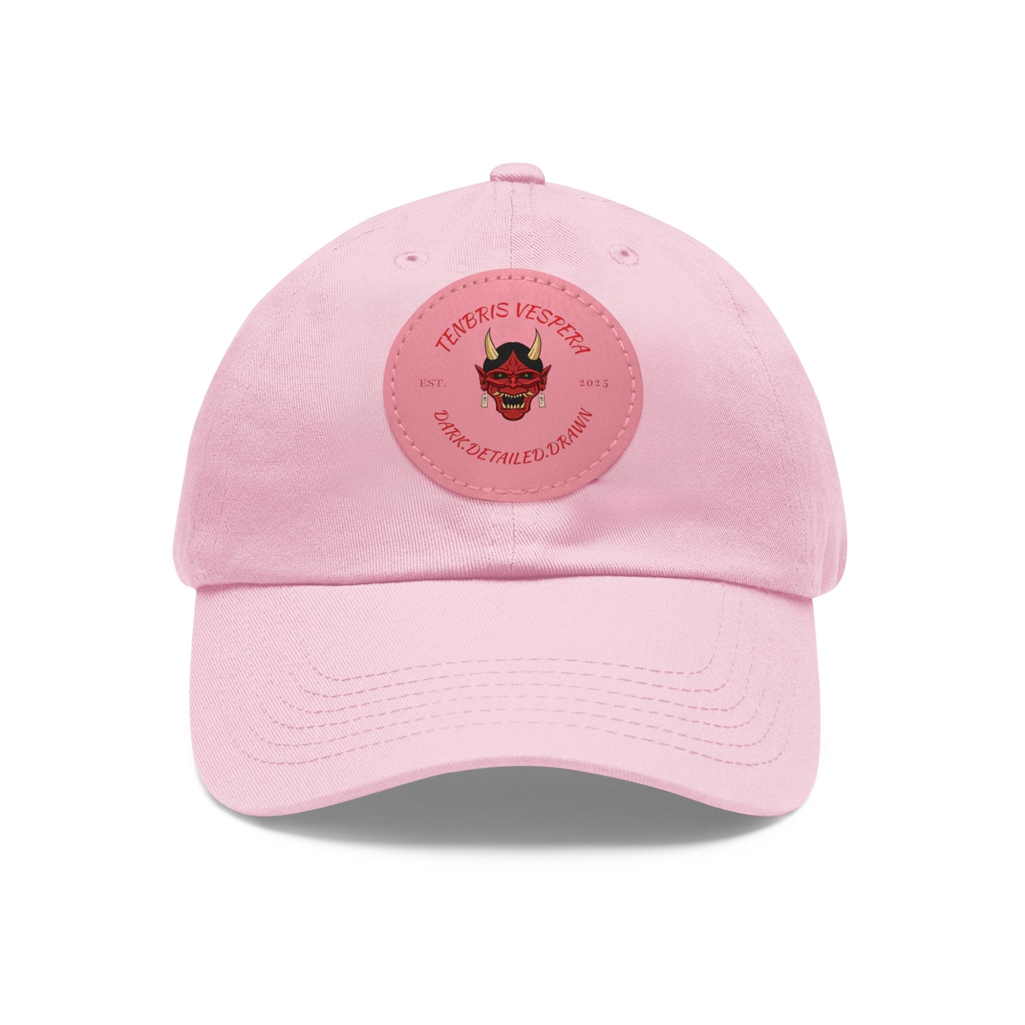 Red Oni Leather Patch Dad Hat