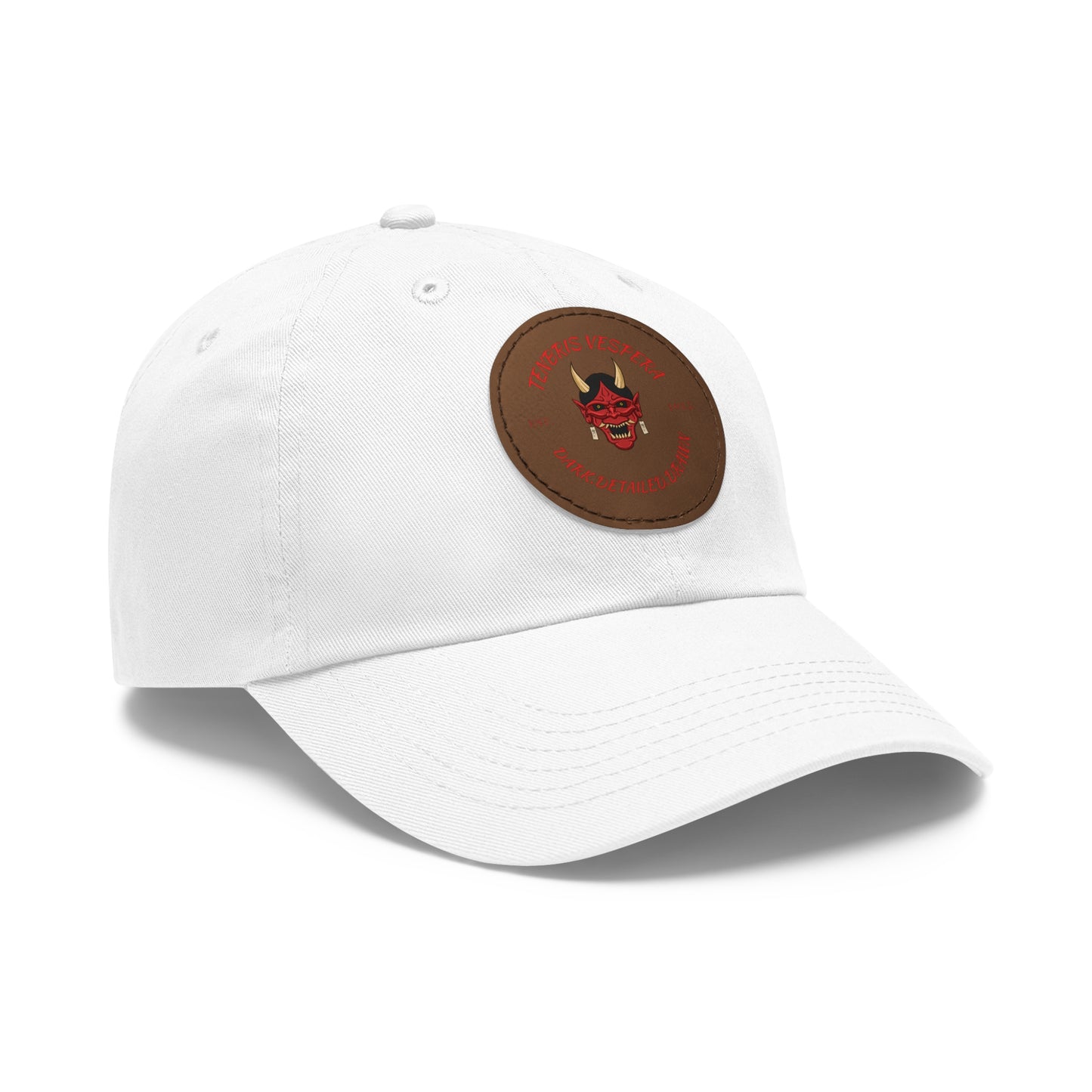 Red Oni Leather Patch Dad Hat