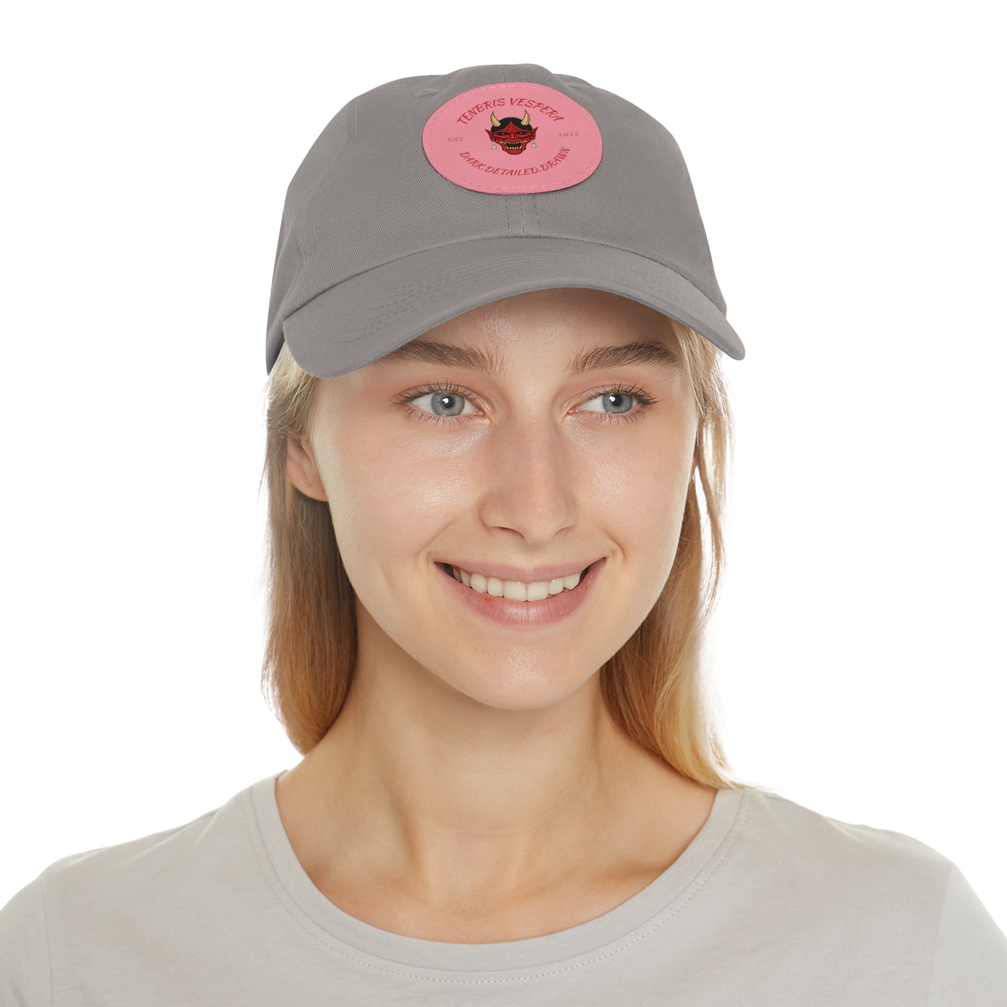 Red Oni Leather Patch Dad Hat