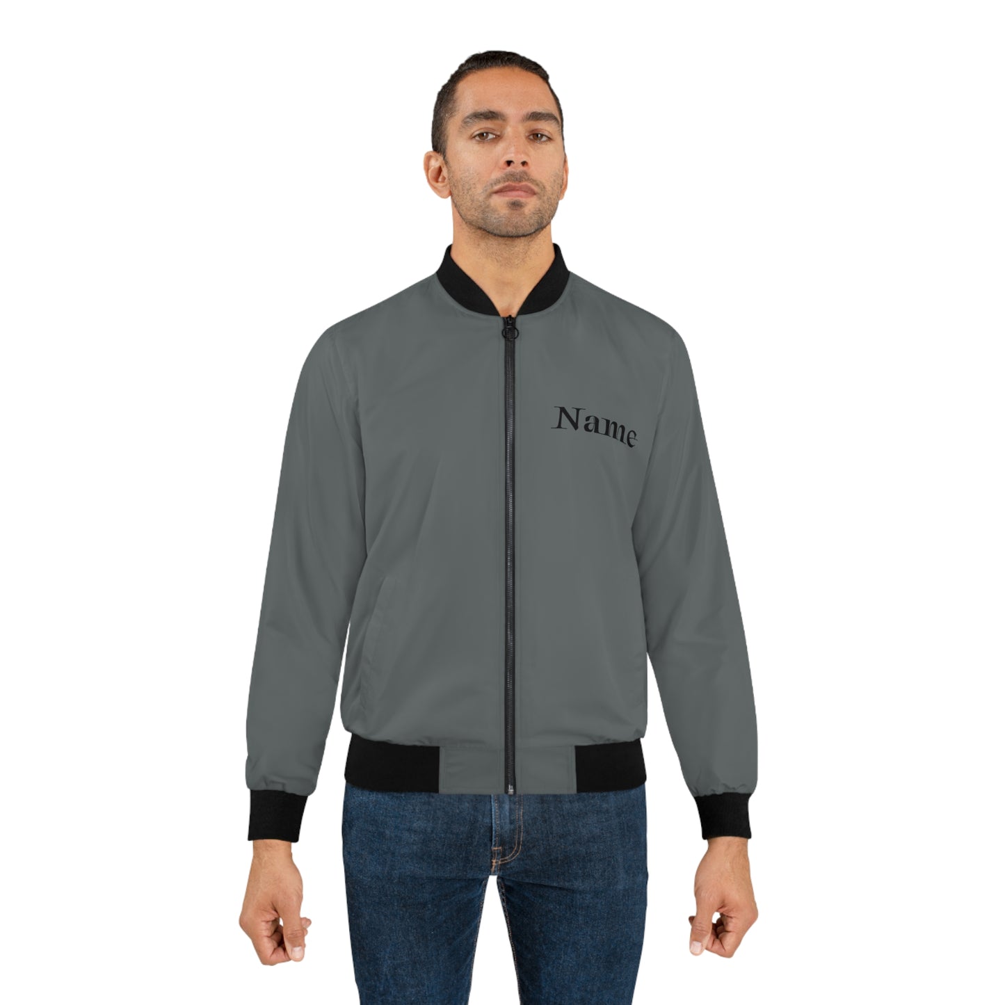 Echoes of Excellence Grey Men’s Bomber Jacket