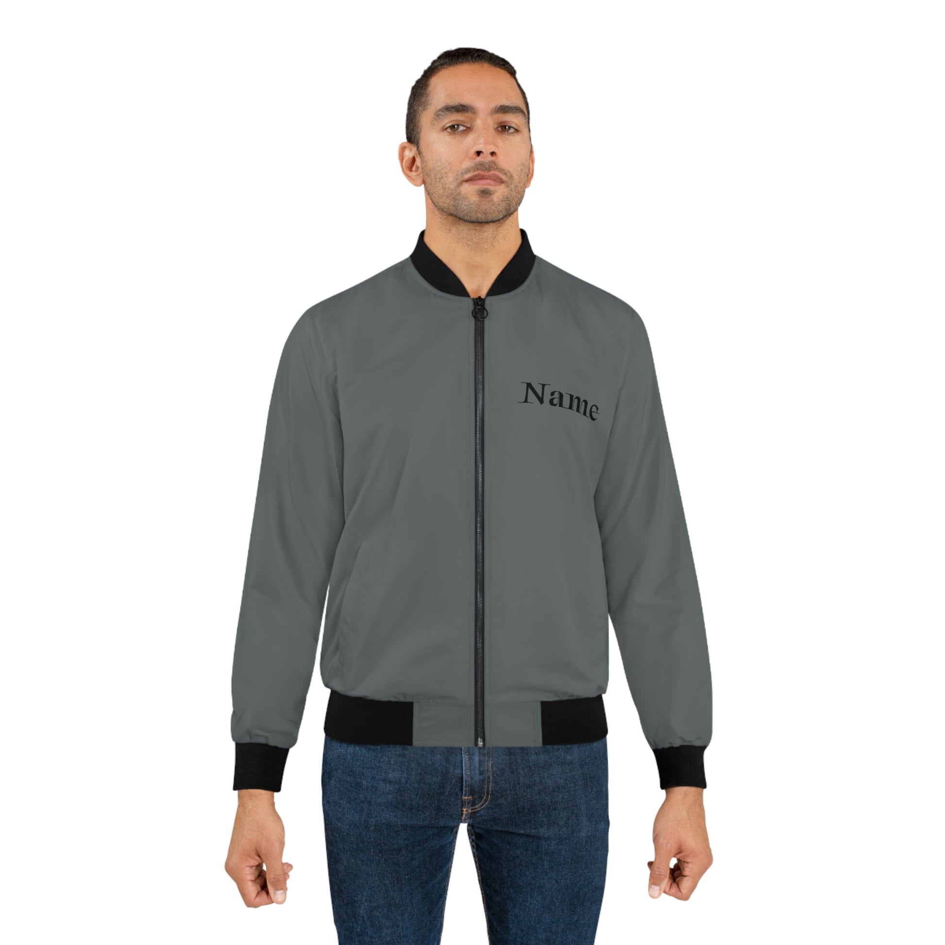 Echoes of Excellence Grey Men’s Bomber Jacket