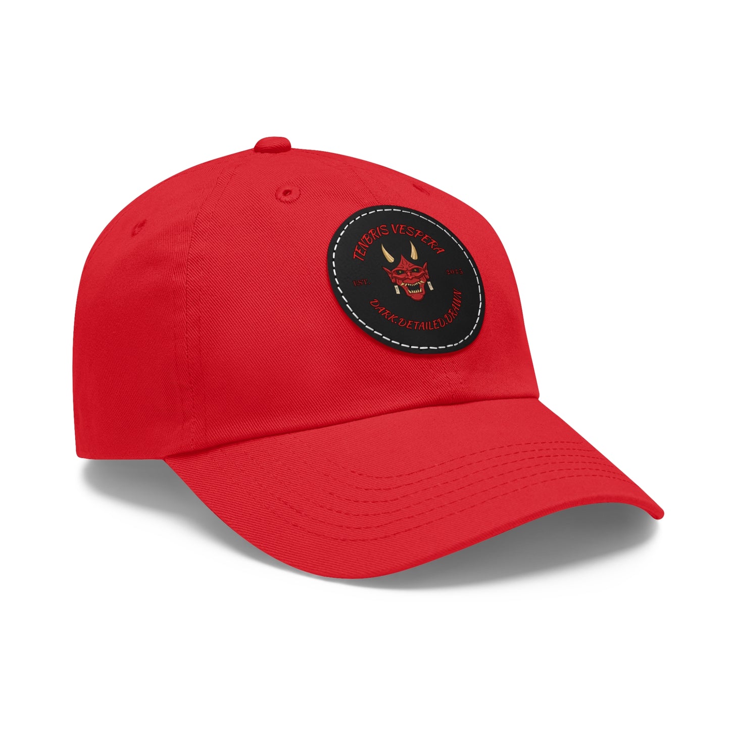 Red Oni Leather Patch Dad Hat