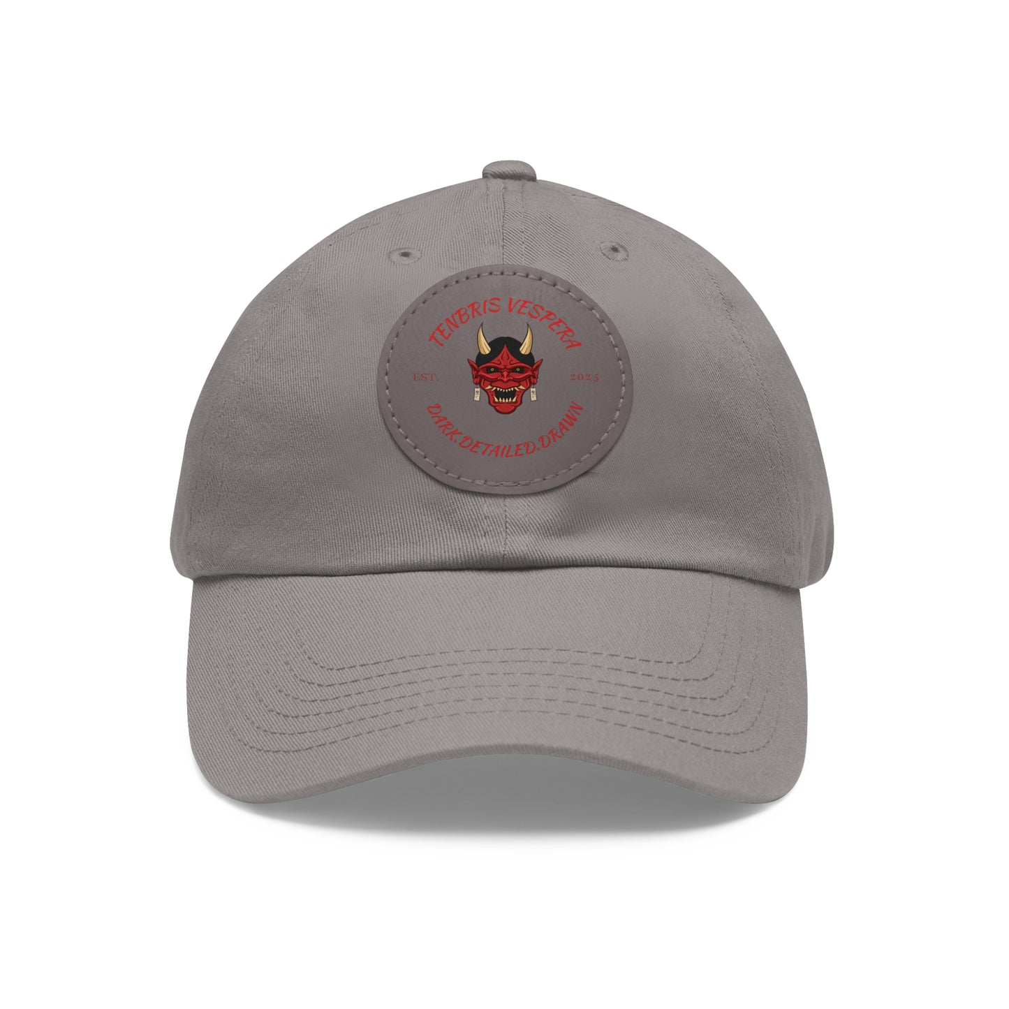 Red Oni Leather Patch Dad Hat