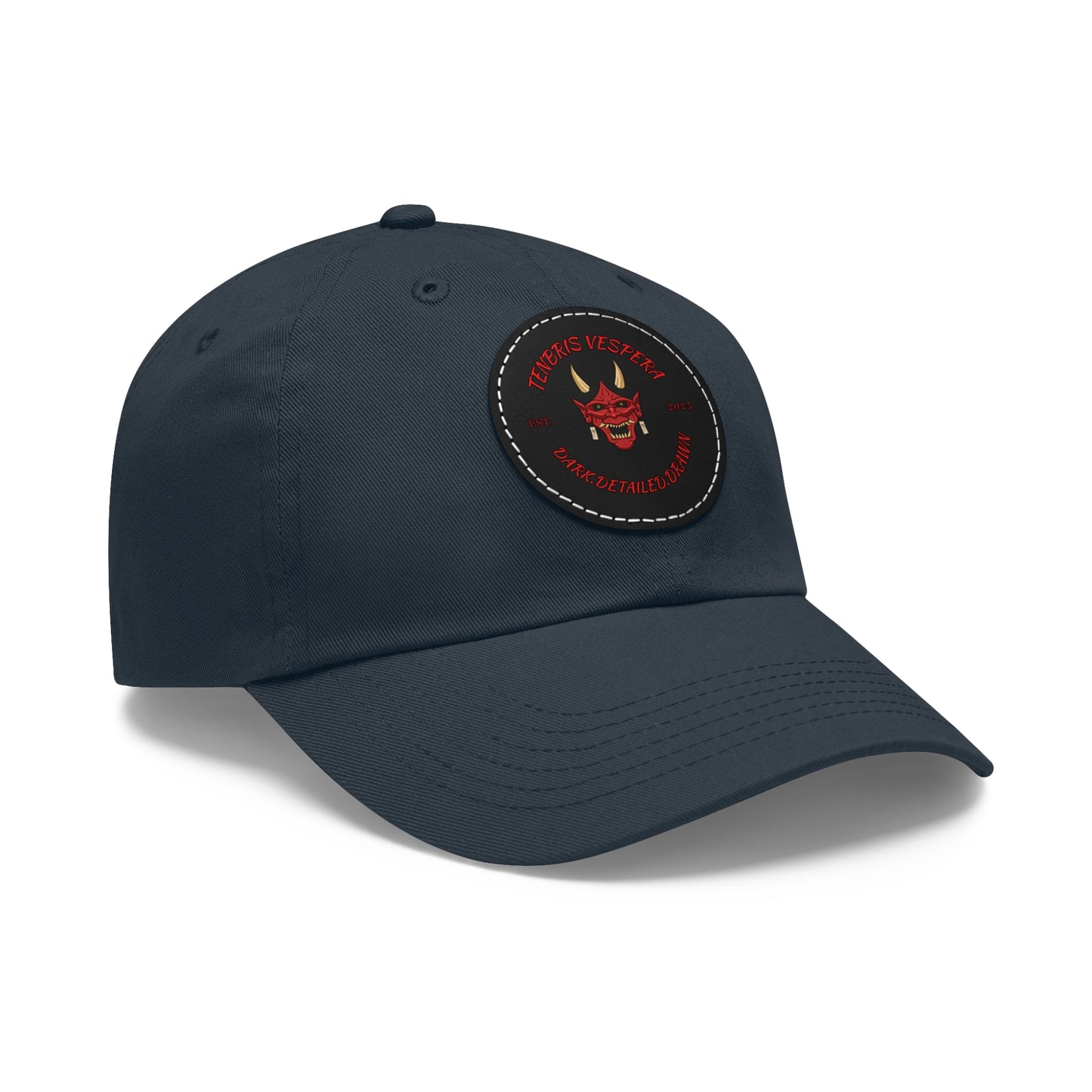 Red Oni Leather Patch Dad Hat