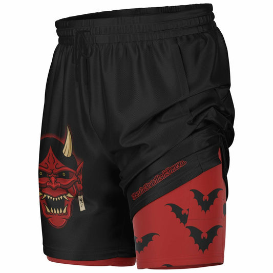 Red Oni Bats Men's 2-in-1 Shorts