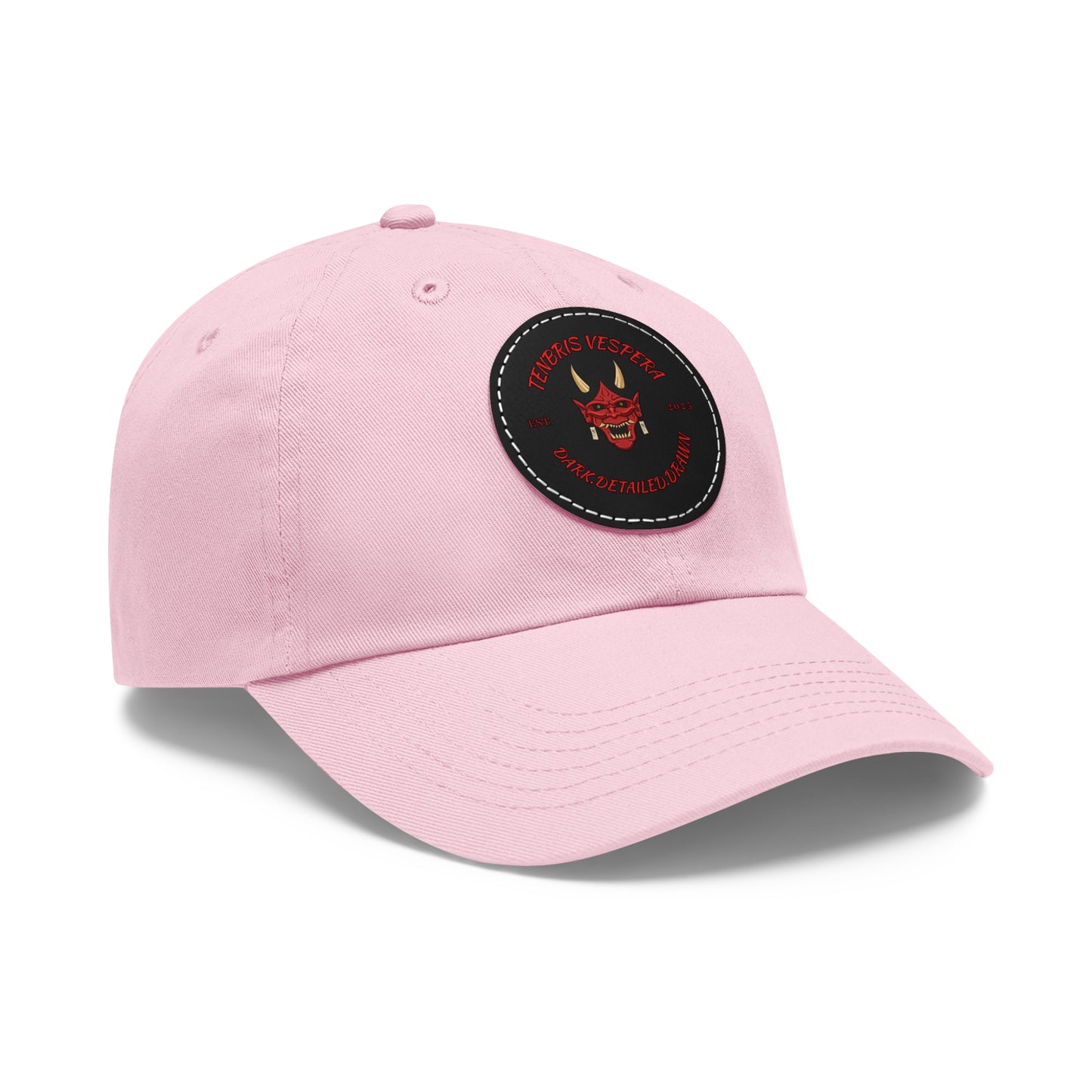 Red Oni Leather Patch Dad Hat