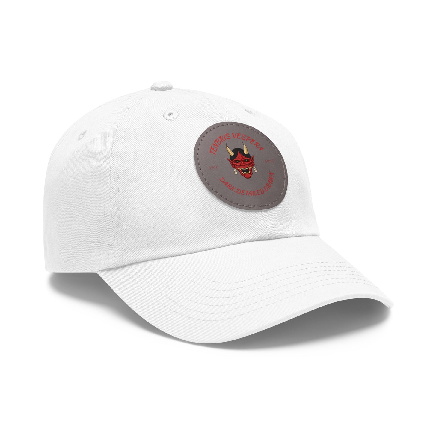 Red Oni Leather Patch Dad Hat