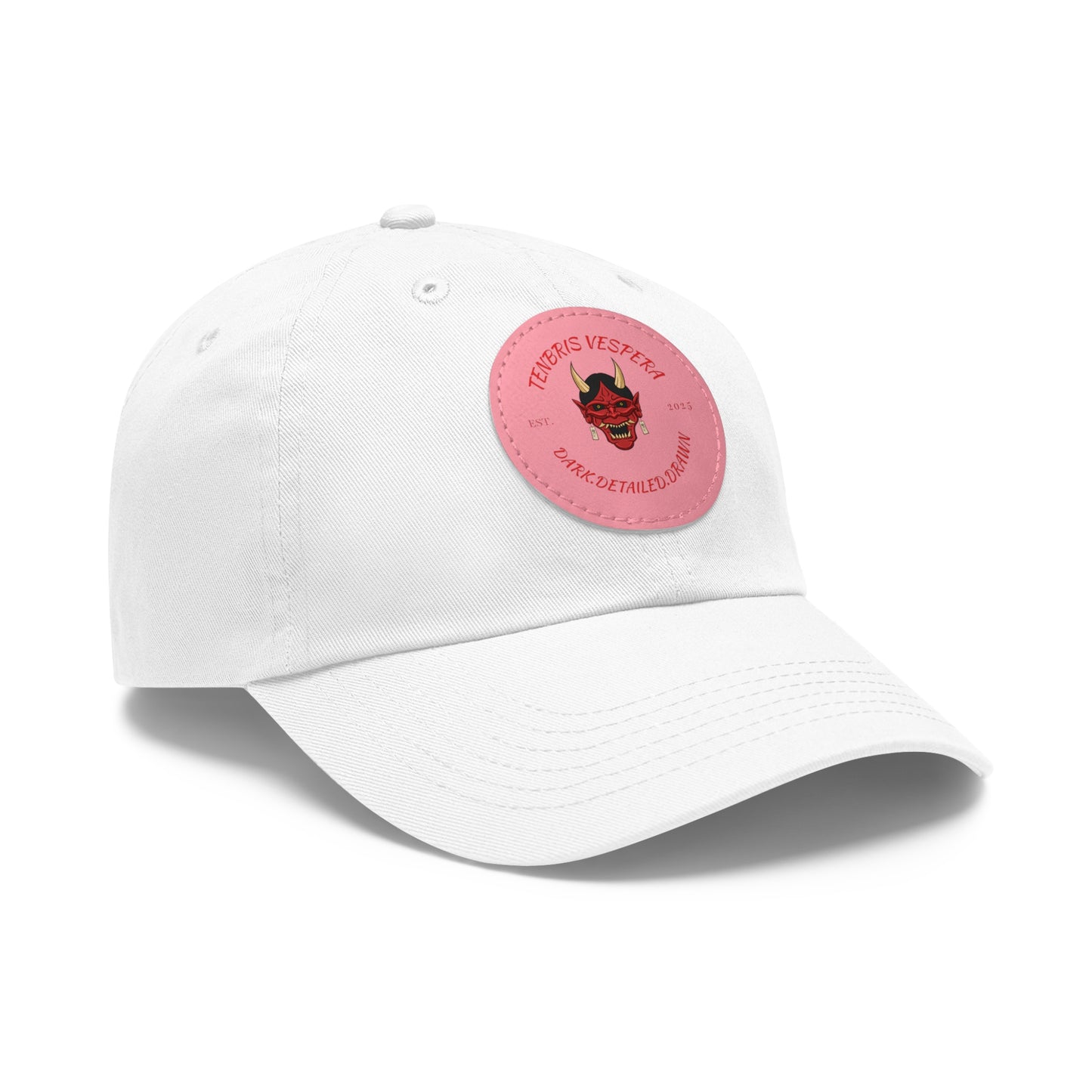 Red Oni Leather Patch Dad Hat
