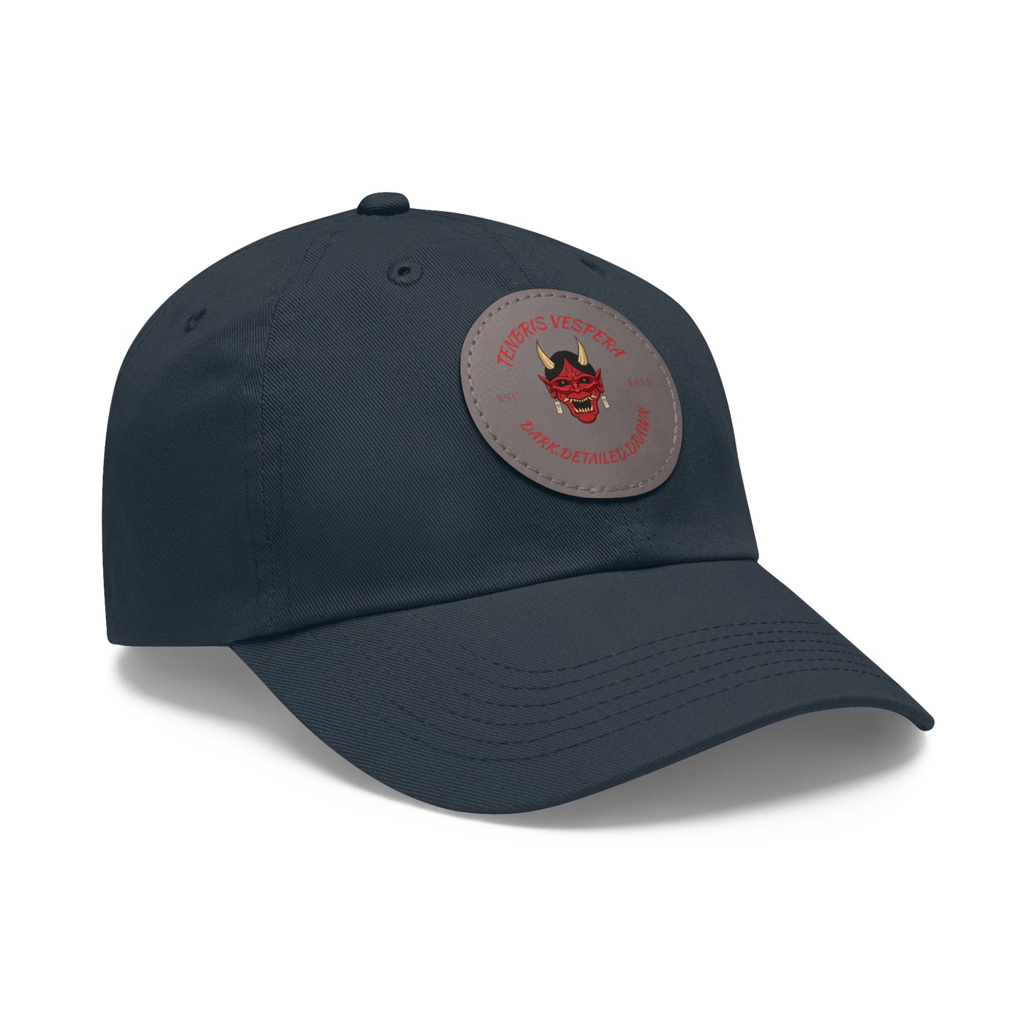 Red Oni Leather Patch Dad Hat