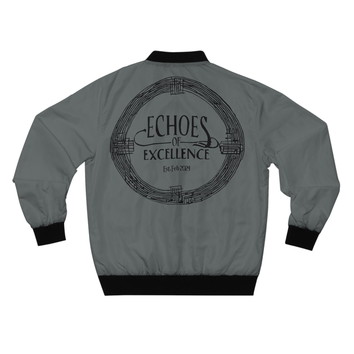 Echoes of Excellence Grey Men’s Bomber Jacket