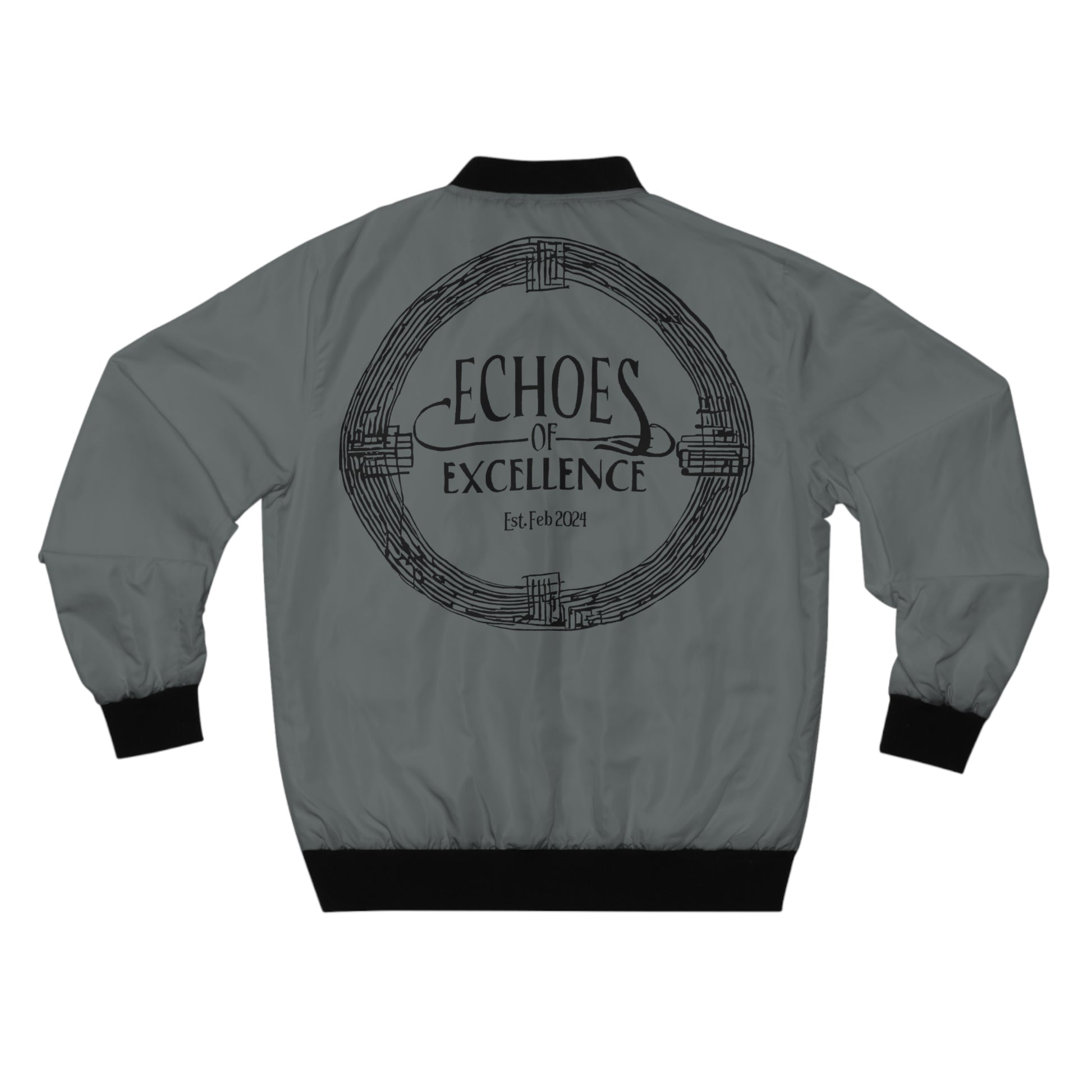 Echoes of Excellence Grey Men’s Bomber Jacket
