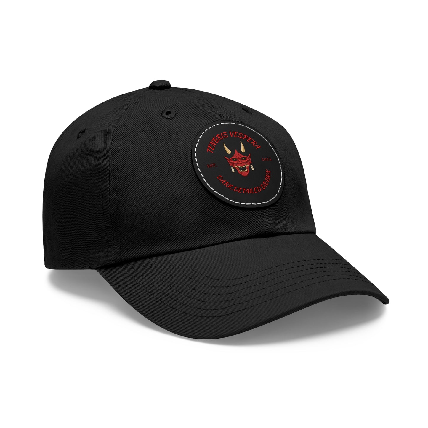 Red Oni Leather Patch Dad Hat