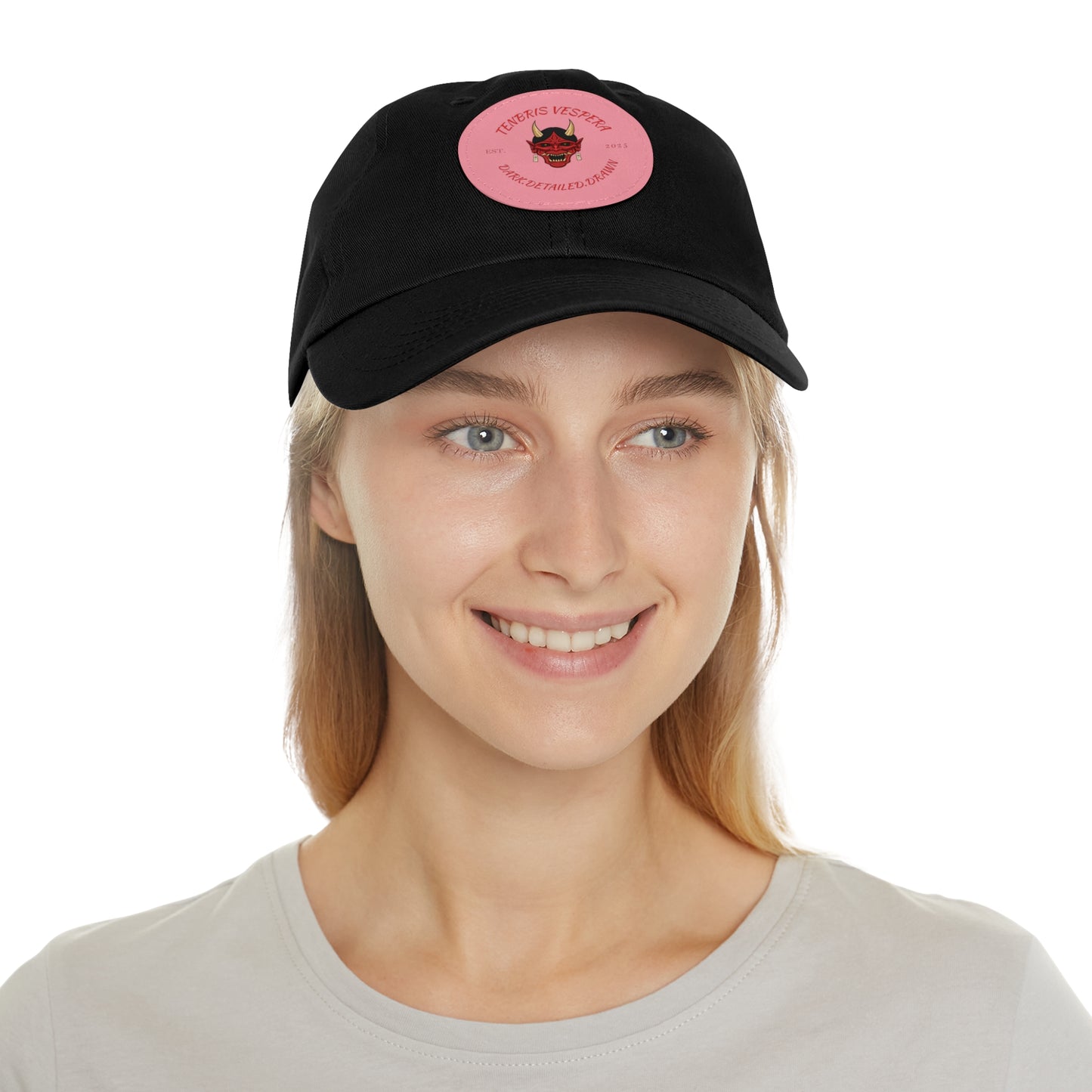 Red Oni Leather Patch Dad Hat