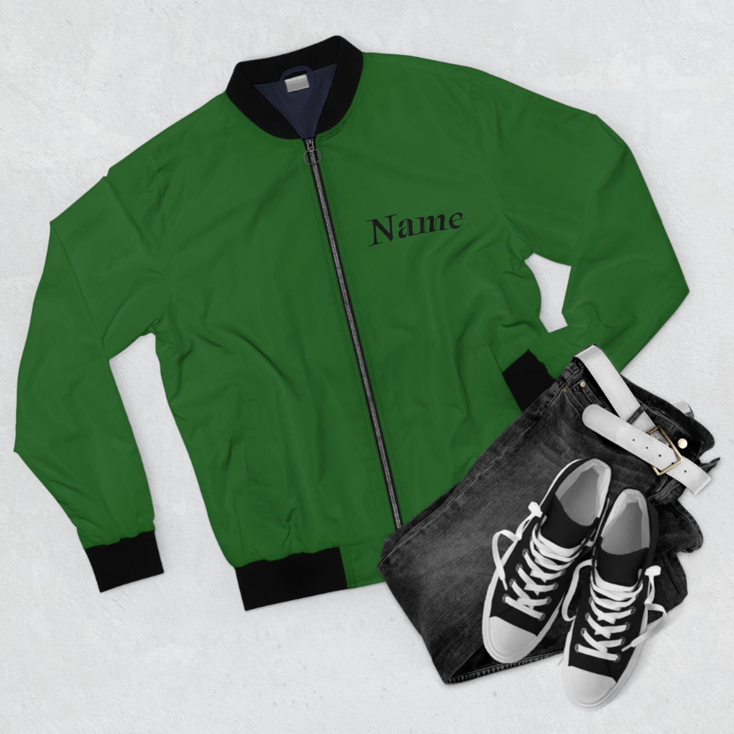 Echoes of Excellence Green Men’s Bomber Jacket