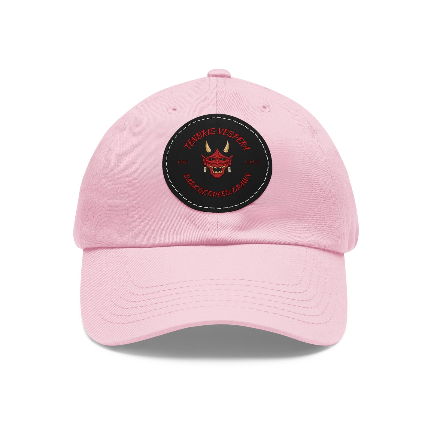 Red Oni Leather Patch Dad Hat