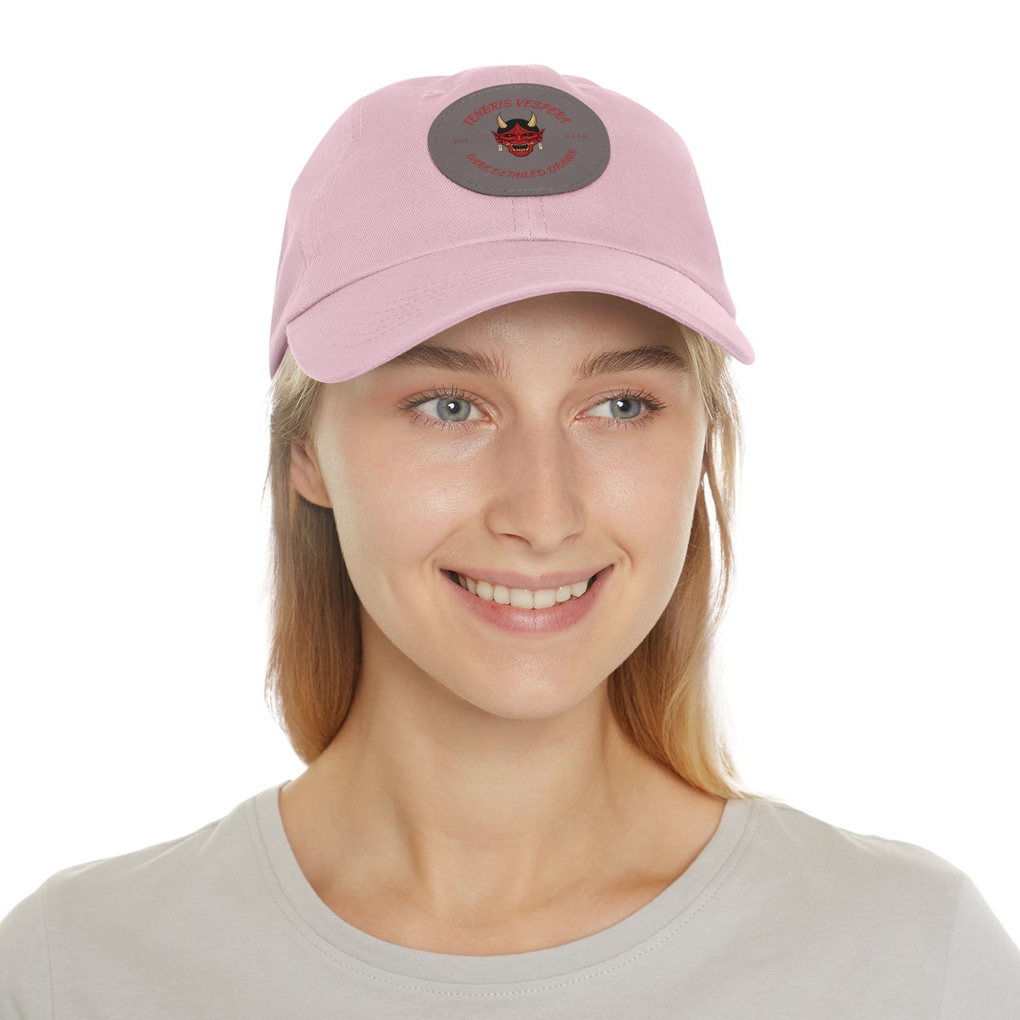 Red Oni Leather Patch Dad Hat