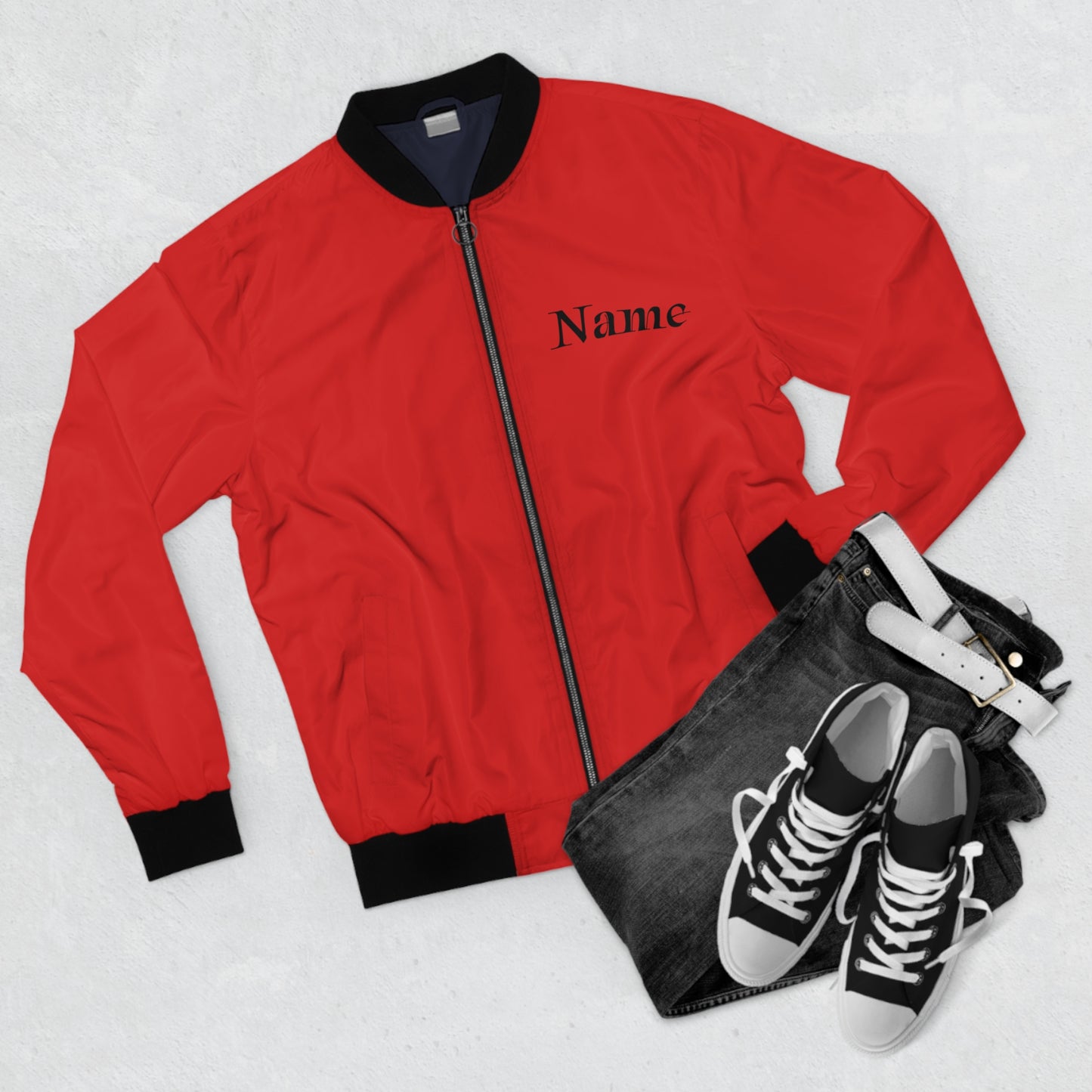 Echoes of Excellence Red Men’s Bomber Jacket