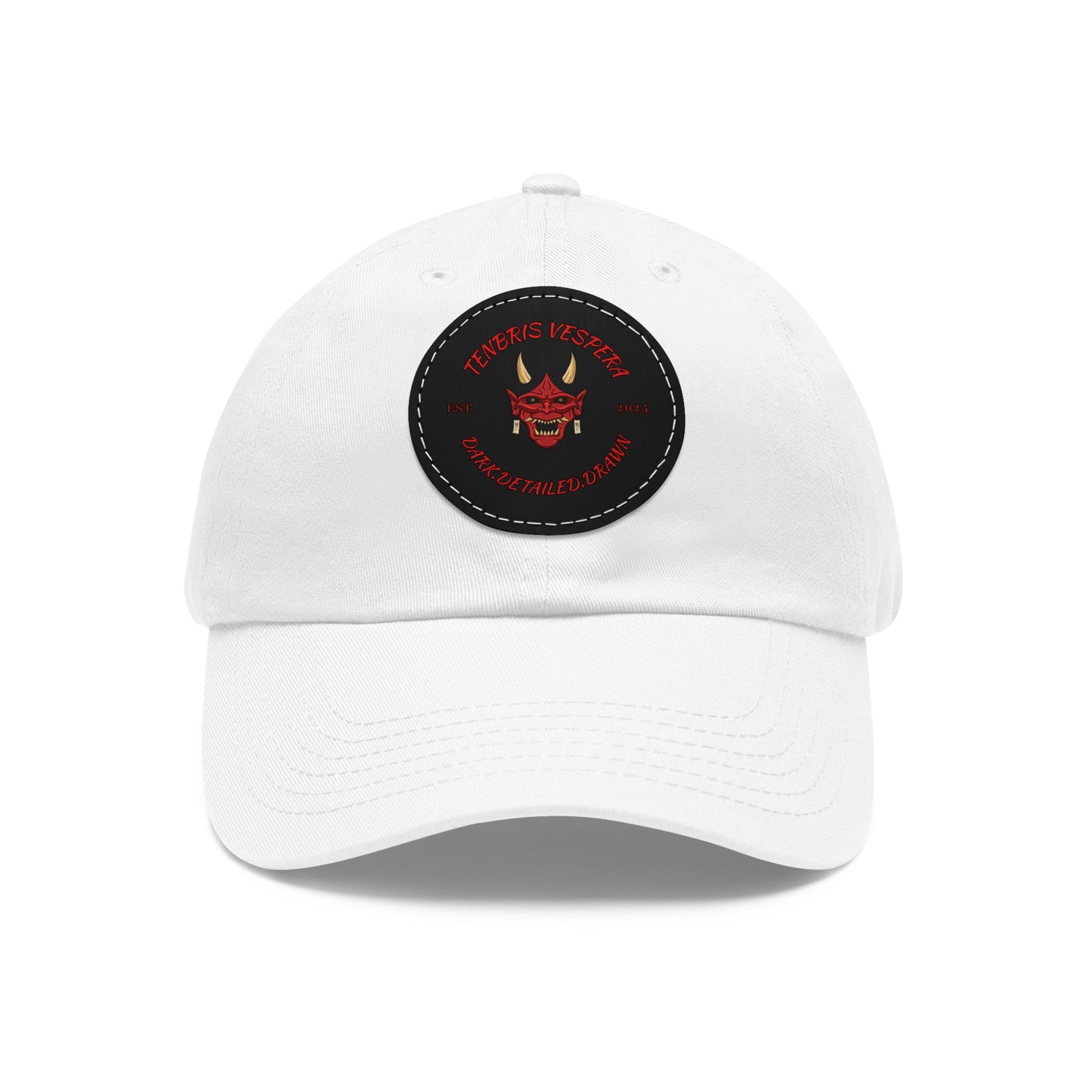 Red Oni Leather Patch Dad Hat