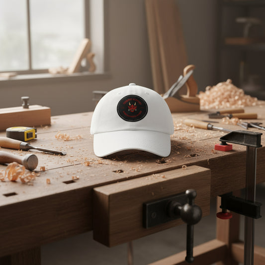 Red Oni Leather Patch Dad Hat