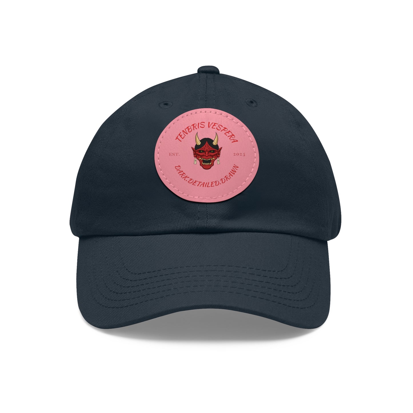 Red Oni Leather Patch Dad Hat
