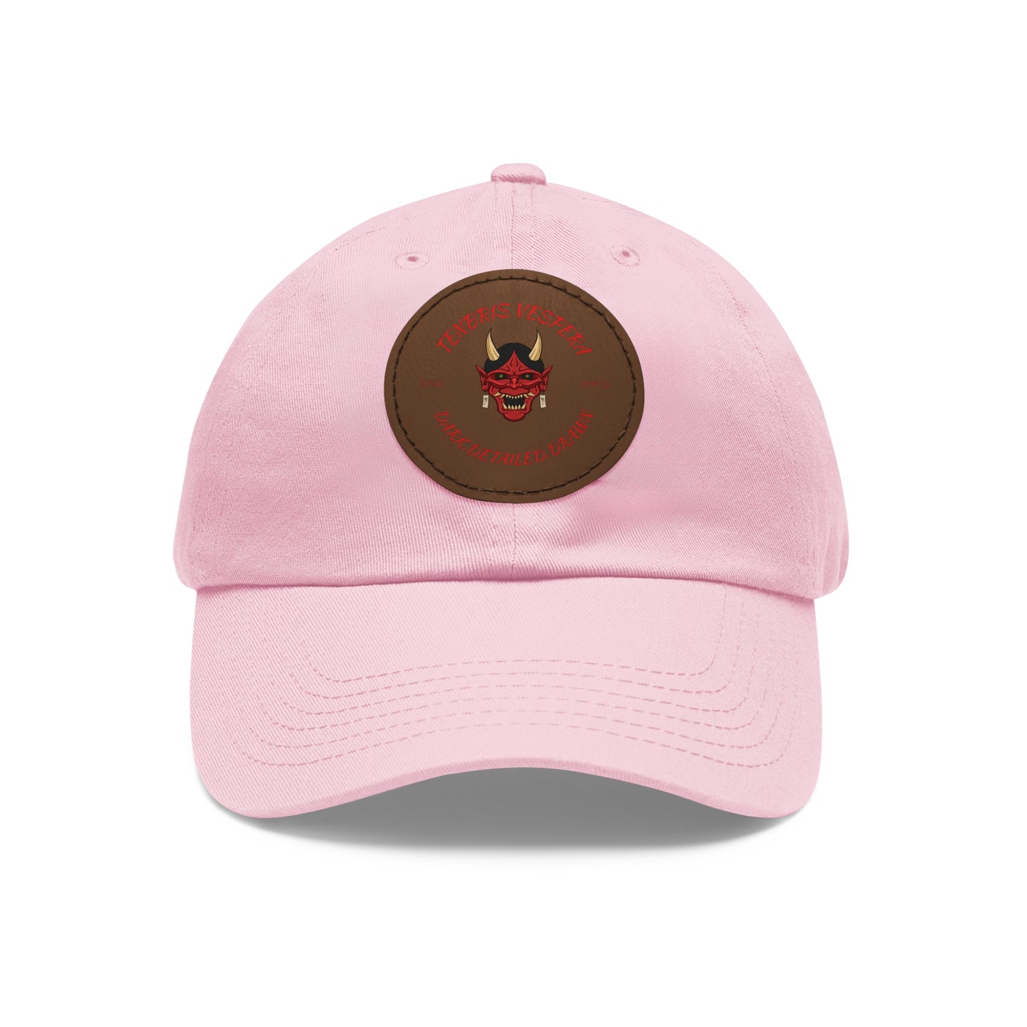 Red Oni Leather Patch Dad Hat