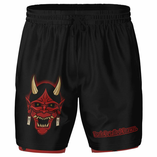 Red Oni Bats Men's 2-in-1 Shorts