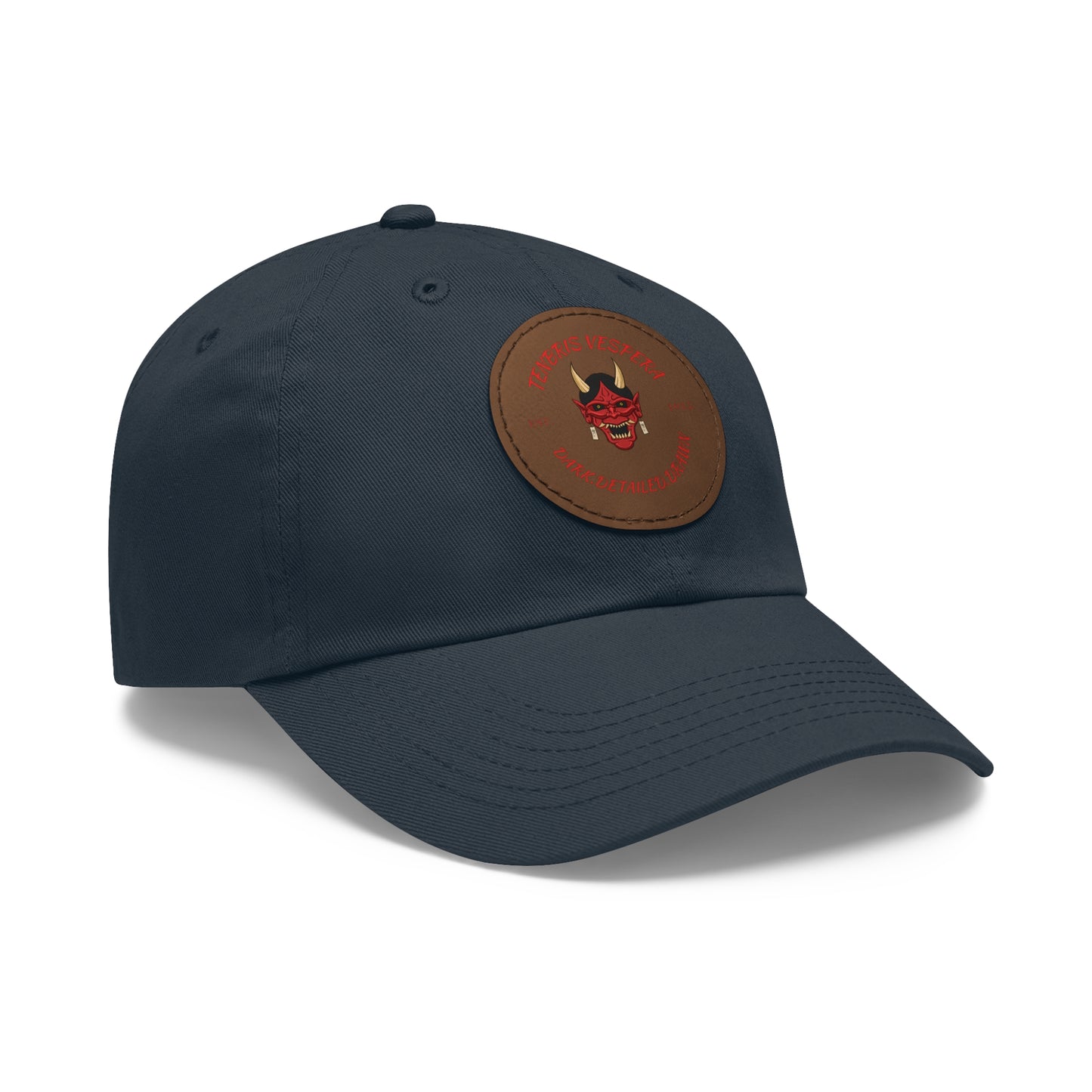 Red Oni Leather Patch Dad Hat