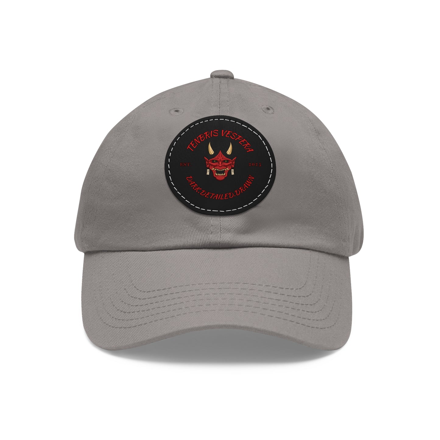Red Oni Leather Patch Dad Hat