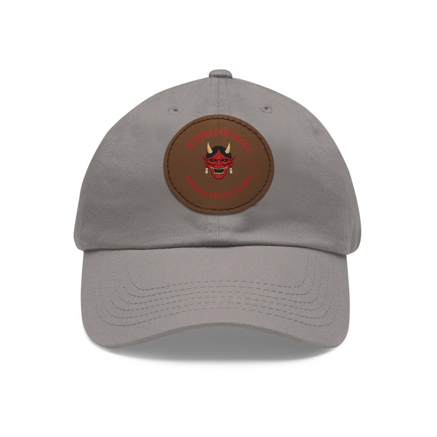Red Oni Leather Patch Dad Hat