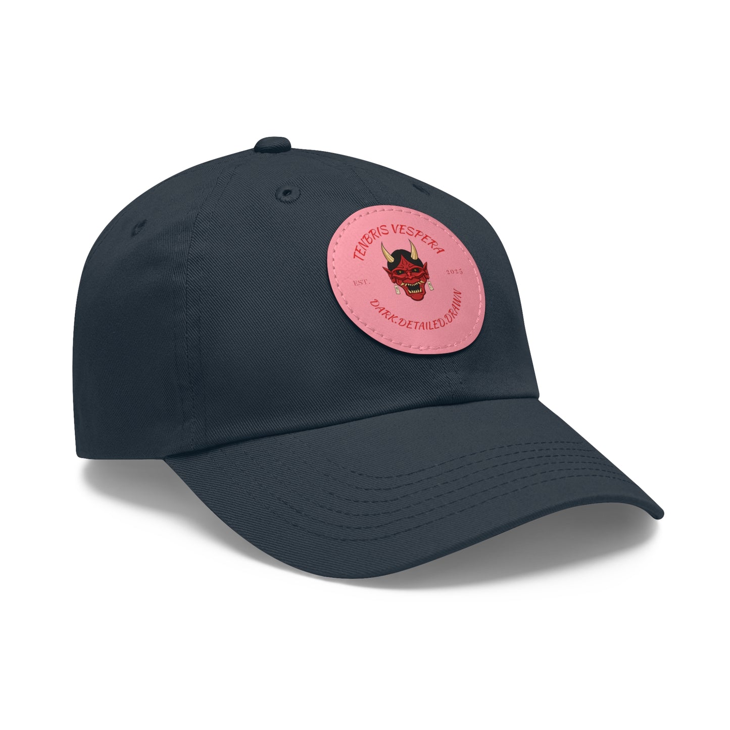 Red Oni Leather Patch Dad Hat