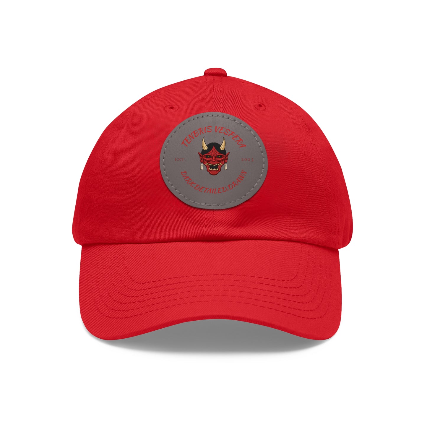 Red Oni Leather Patch Dad Hat