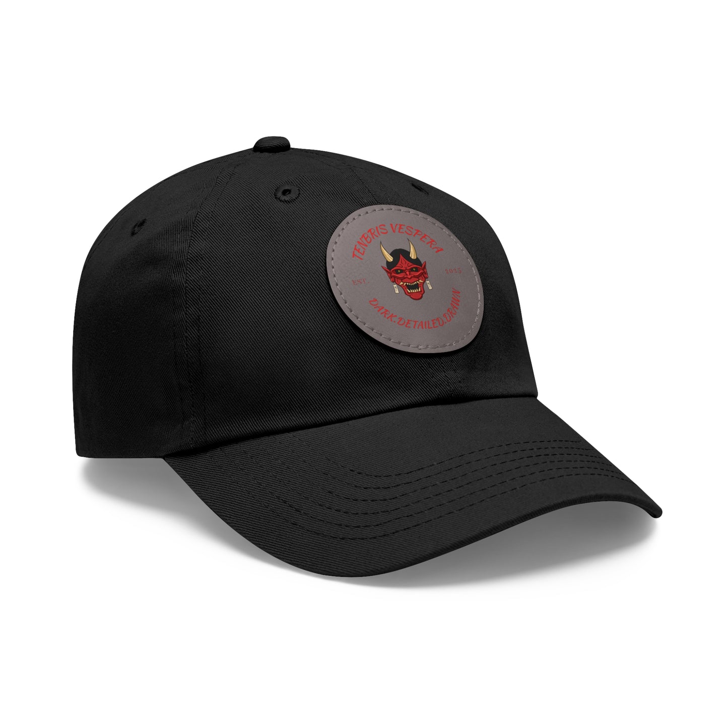 Red Oni Leather Patch Dad Hat