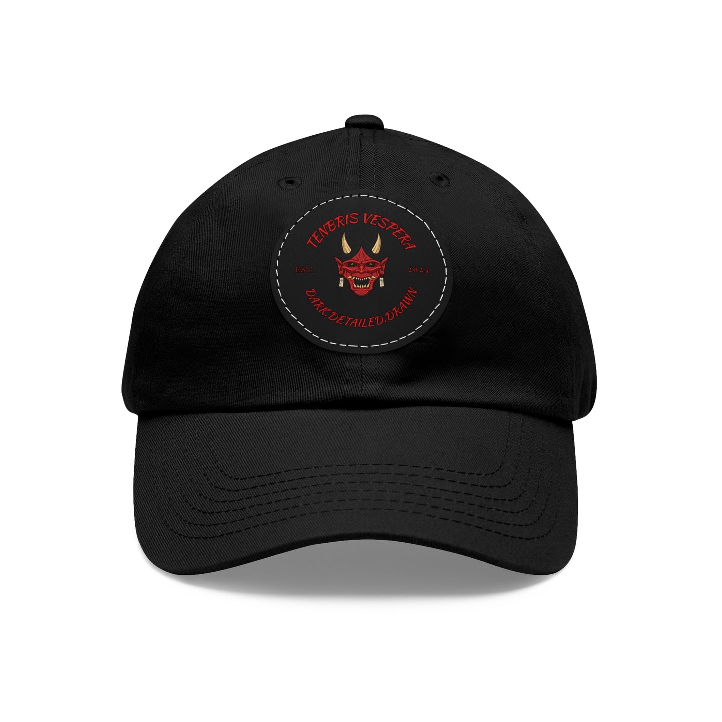 Red Oni Leather Patch Dad Hat