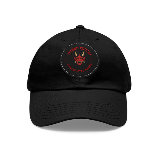 Red Oni Leather Patch Dad Hat